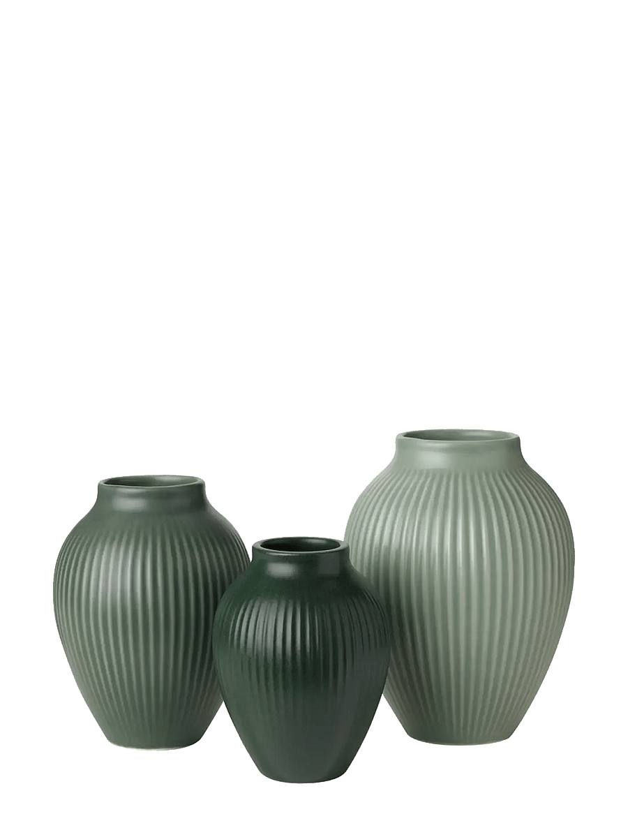 Knabstrup Keramik - Knabstrup Keramik Knabstrup mini vase 3 Pcs ripple mat misty green, celadon green, dark green - vaasid - ripple mat misty green, celadon green, dark green - 1