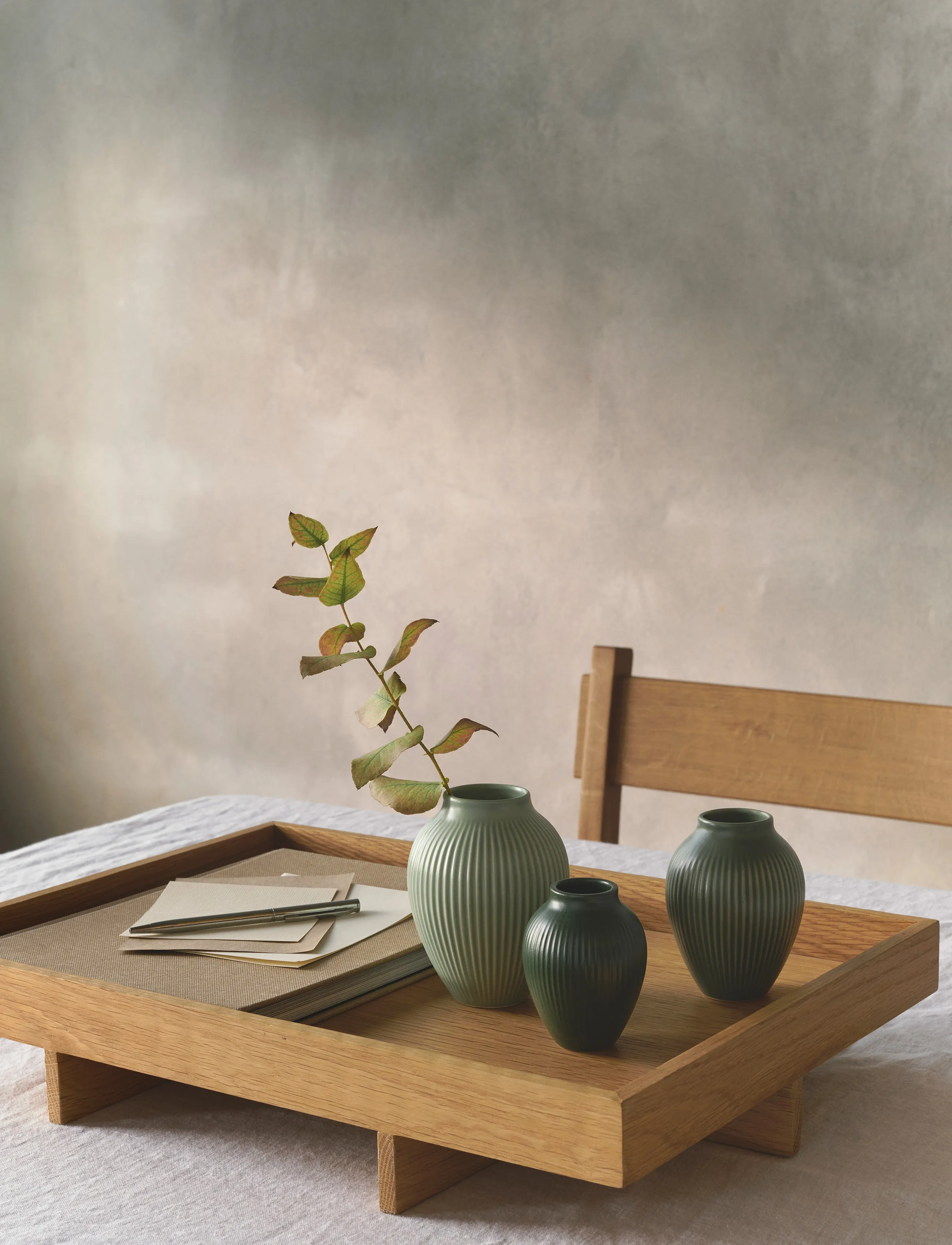 Knabstrup Keramik Knabstrup Mini Vase 3 Stk Ripple, One Size, Green, Vases > Other Vases, Unisex