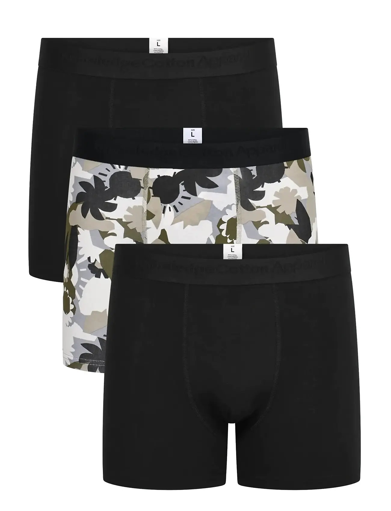 Knowledge Cotton Apparel 3 Pack Boxer Briefs - Black - S