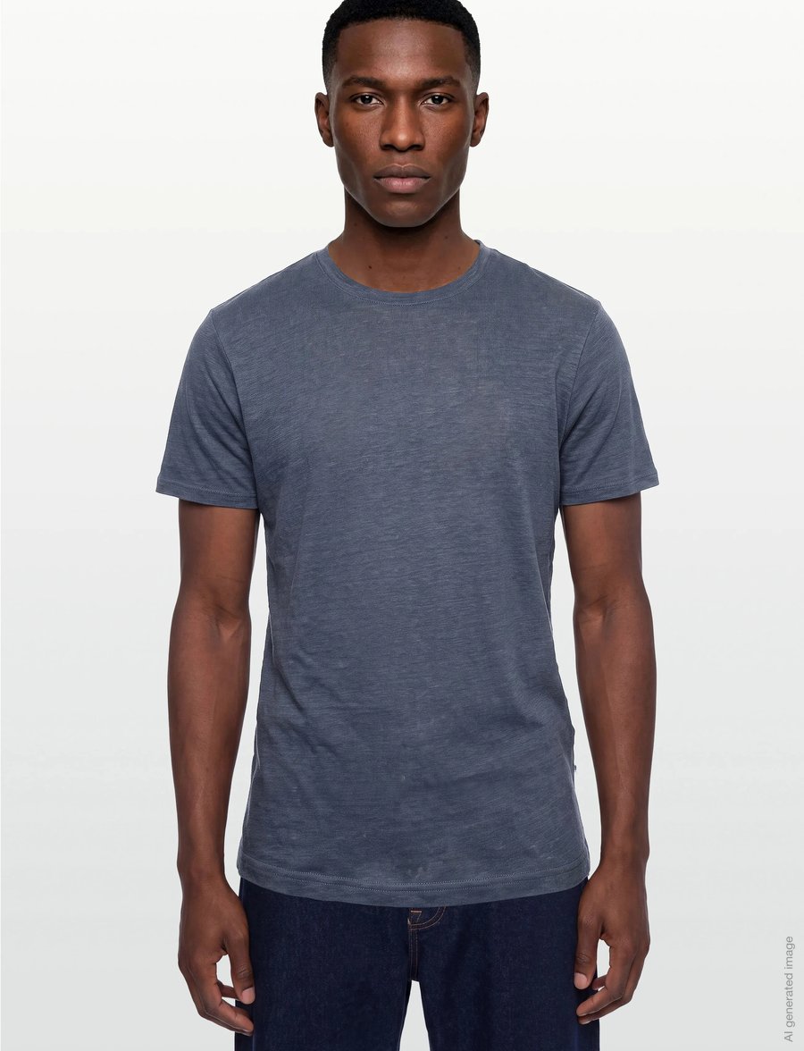 Knowledge Cotton Apparel - Linen t-shirt - kurzärmelige t-shirts - vintage indigo - 3