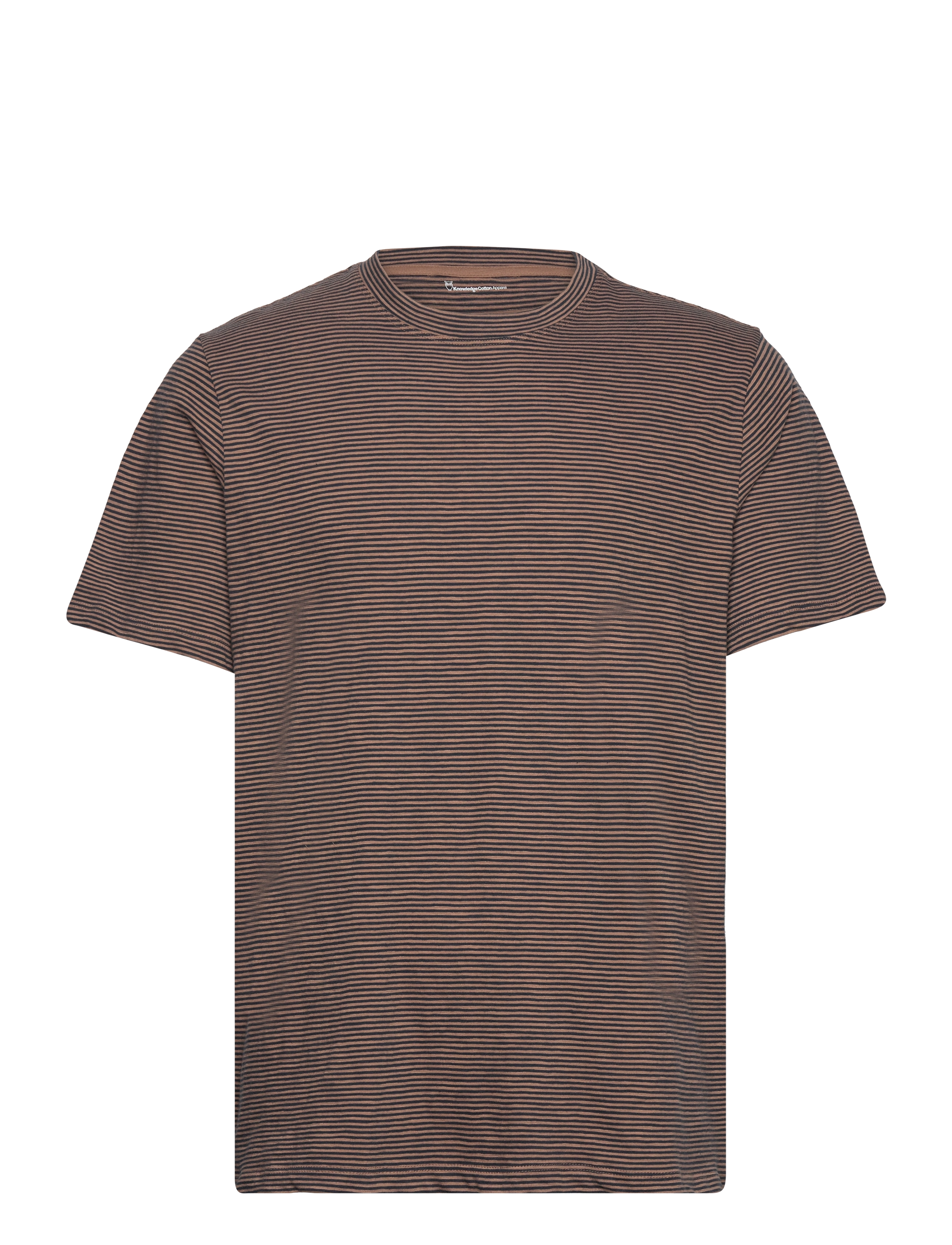 Knowledge Cotton Apparel - Narrow striped slub t-shirt - GOTS/ - brown stripe - 1