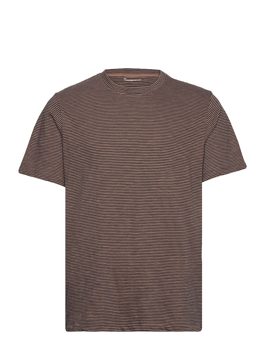Knowledge Cotton Apparel - Narrow striped slub t-shirt - GOTS/ - brown stripe - 1