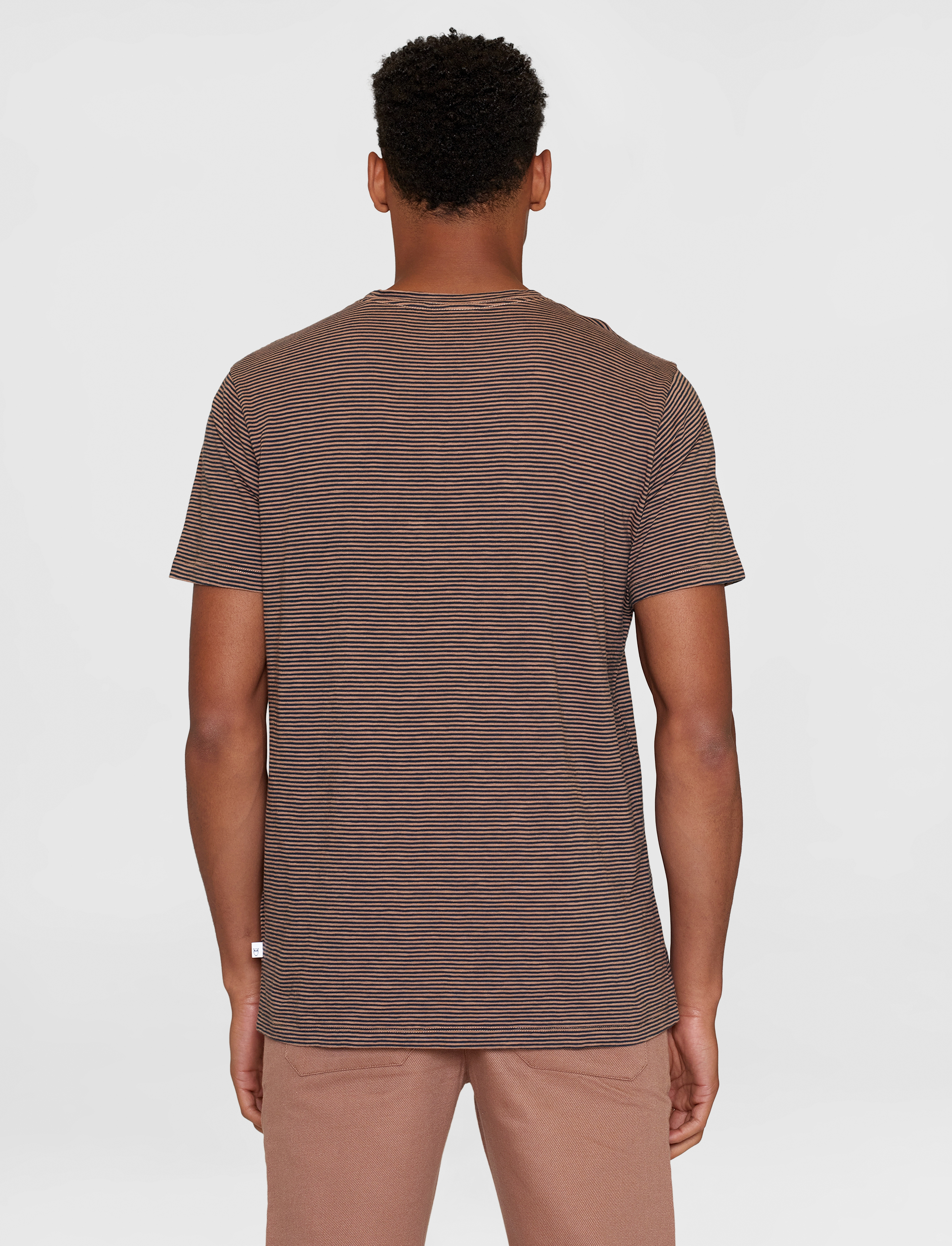 Knowledge Cotton Apparel - Narrow striped slub t-shirt - GOTS/ - brown stripe - 3