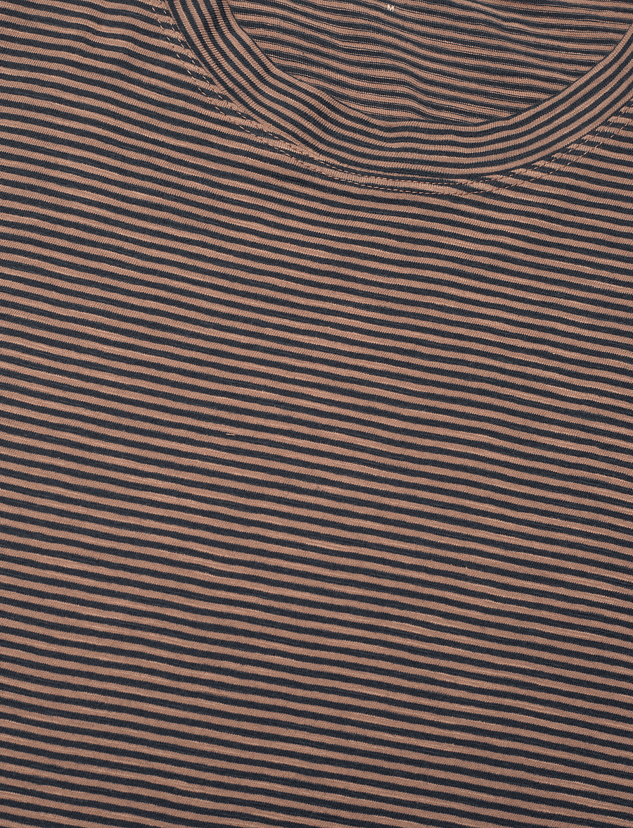 Knowledge Cotton Apparel - Narrow striped slub t-shirt - GOTS/ - brown stripe - 5