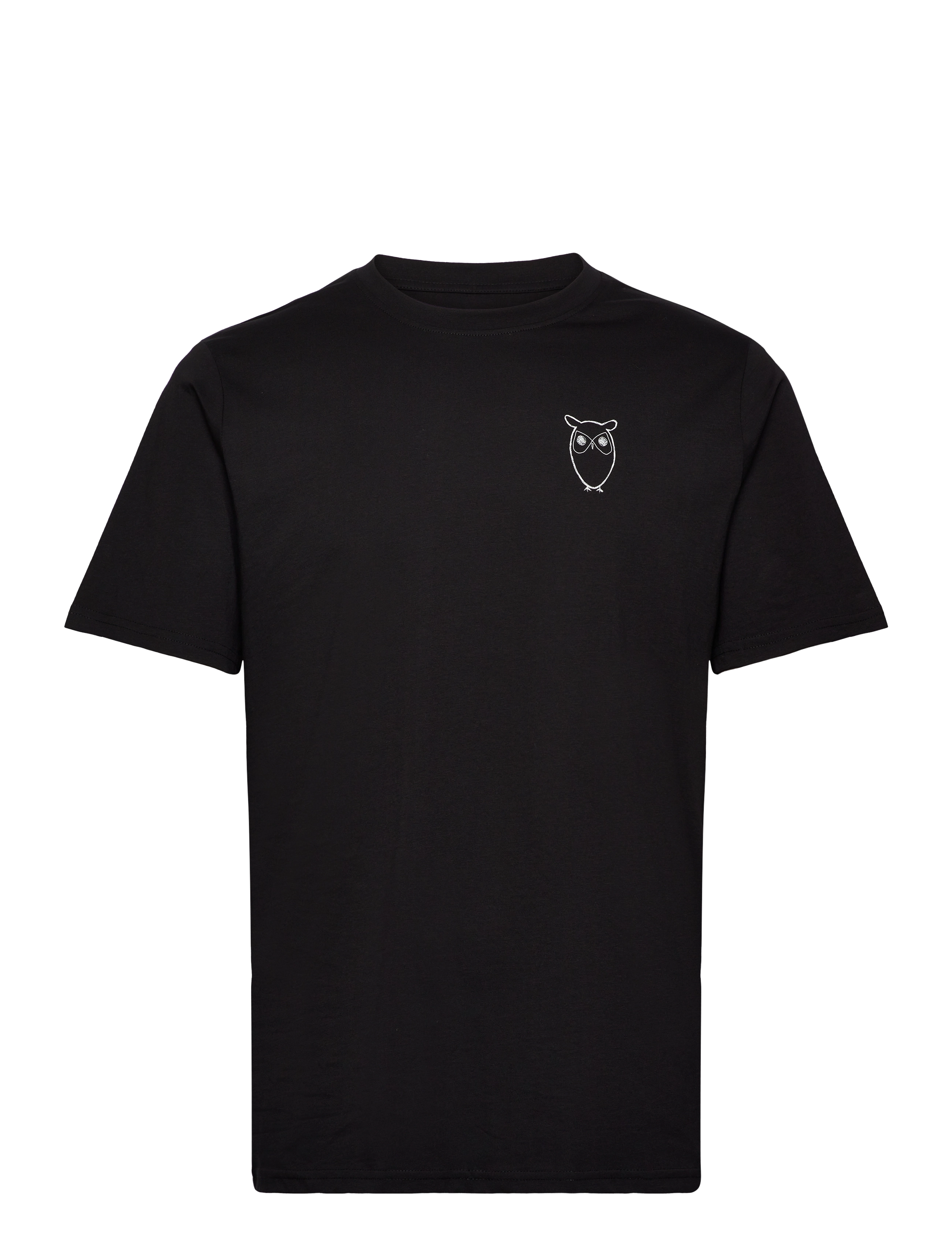 Knowledge Cotton Apparel Owl chest tee - GOTS/Vegan - T-shirts - BLACK JET / black