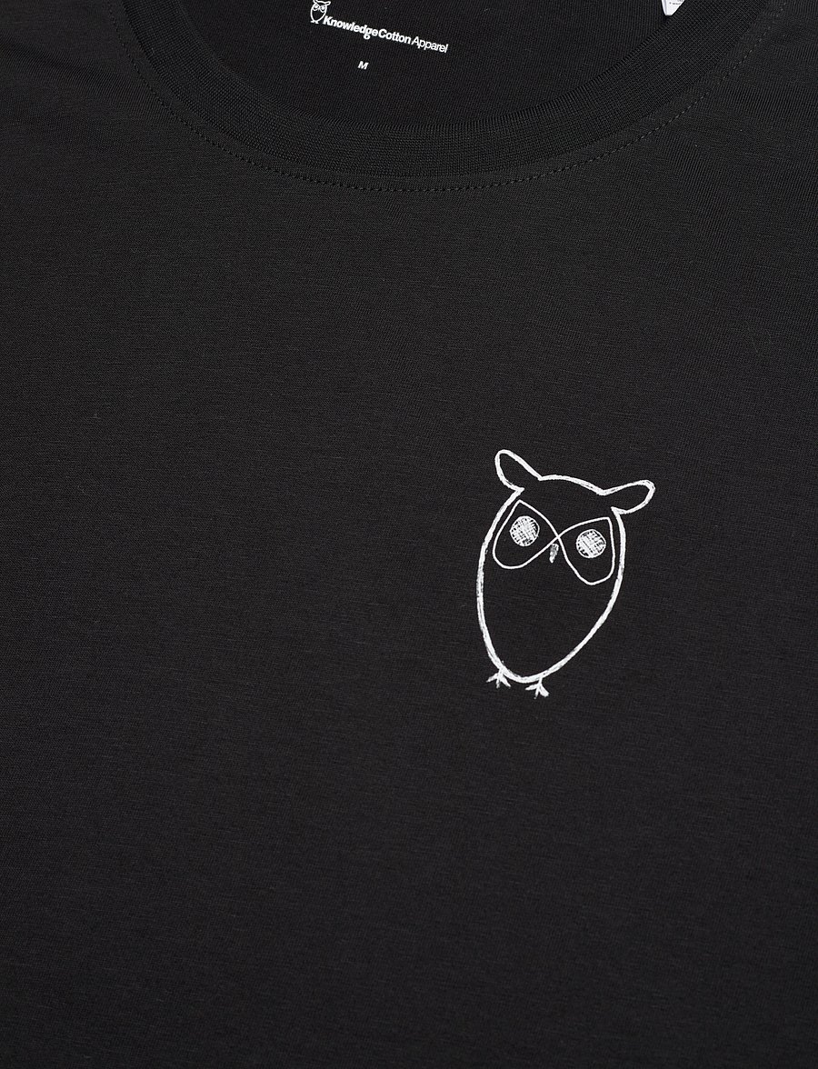 Knowledge Cotton Apparel - Owl chest tee - GOTS/Vegan - lühikeste varrukatega t-särgid - black jet - 2