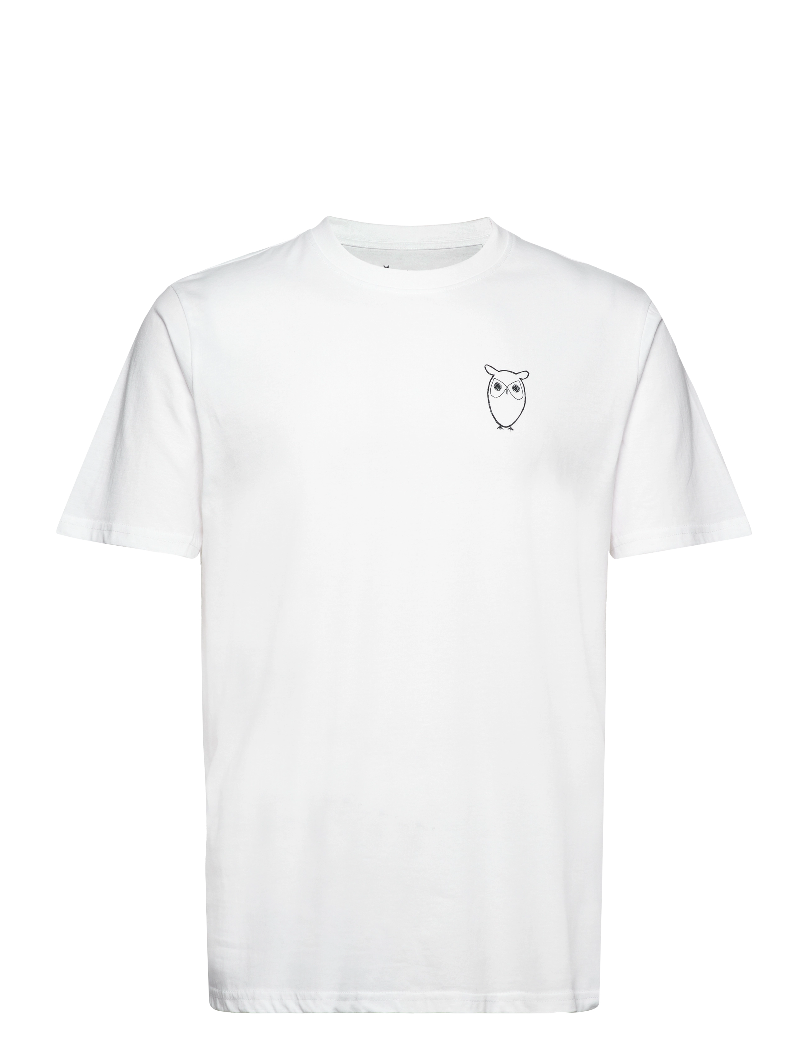 Knowledge Cotton Apparel Owl chest tee - GOTS/Vegan - T-shirts - BRIGHT WHITE / white