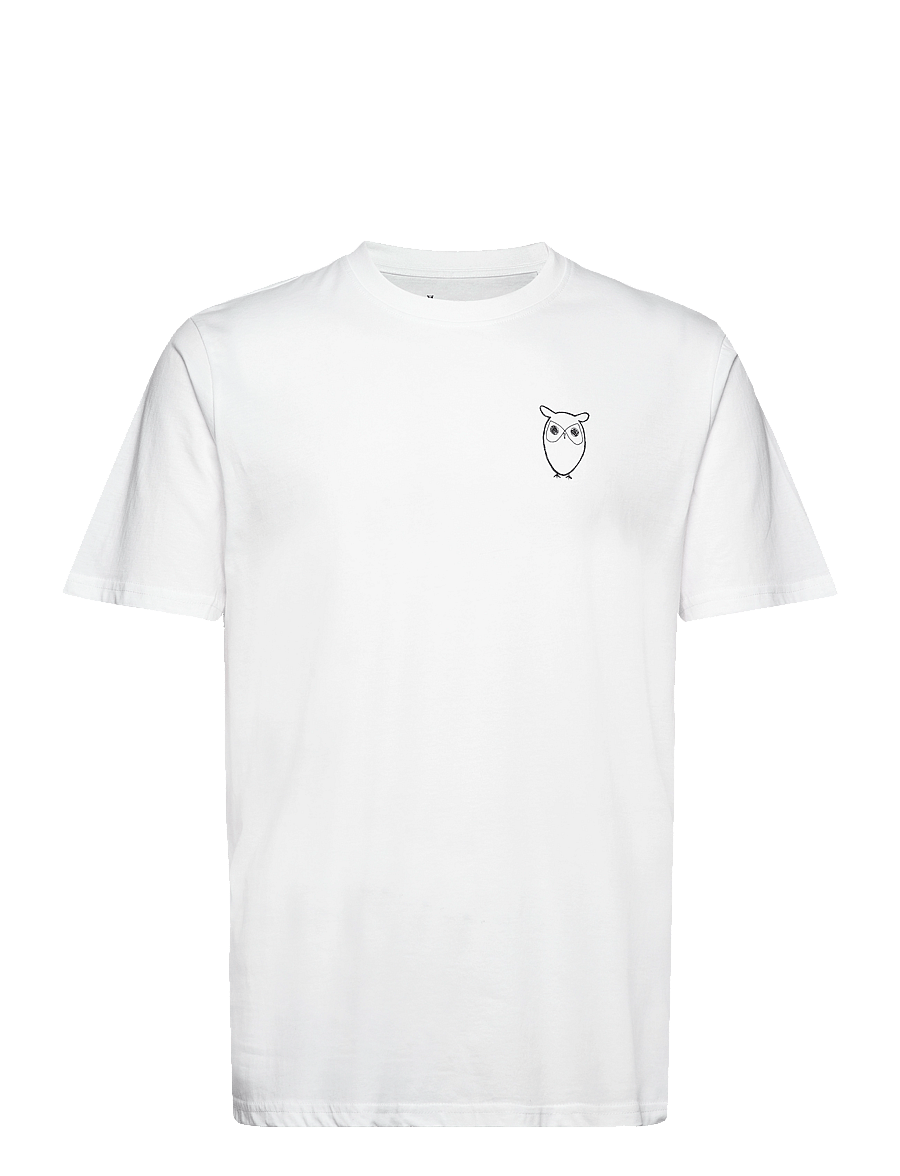 Knowledge Cotton Apparel - Owl chest tee - GOTS/Vegan - lühikeste varrukatega t-särgid - bright white - 0