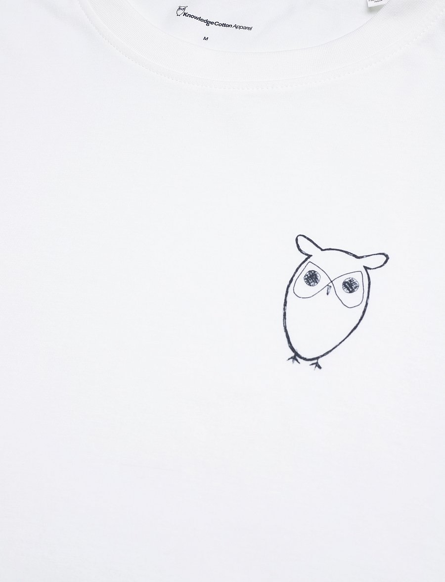 Knowledge Cotton Apparel - Owl chest tee - GOTS/Vegan - lühikeste varrukatega t-särgid - bright white - 2
