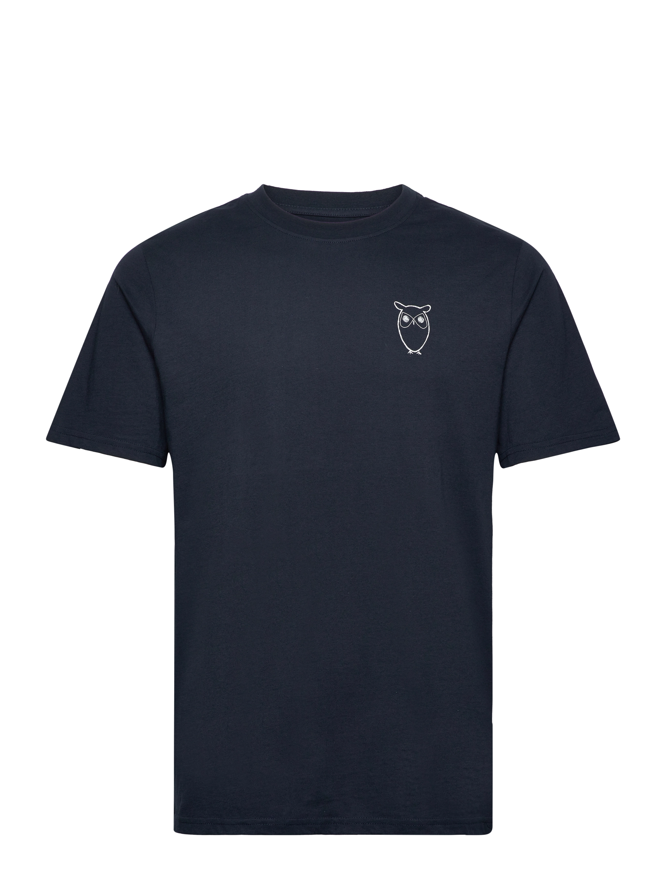 Knowledge Cotton Apparel Owl chest tee - GOTS/Vegan - T-shirts - TOTAL ECLIPSE / black