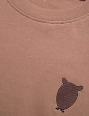 Knowledge Cotton Apparel - Regular owl chest embroidery t-shir - kortärmade t-shirts - chocolate malt - 5