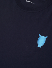Knowledge Cotton Apparel - Regular owl chest embroidery t-shir - kortärmade t-shirts - night sky - 4