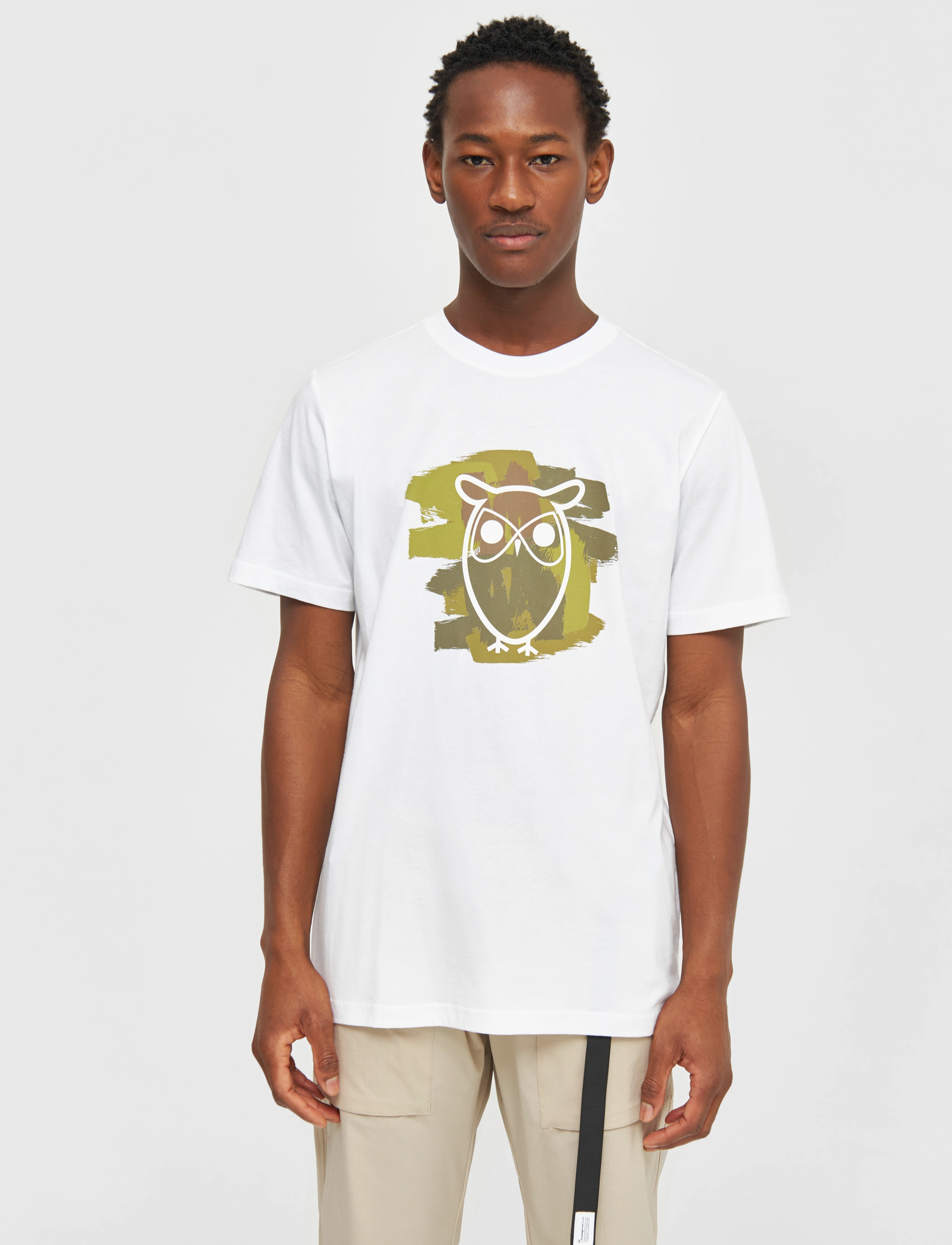 Knowledge Cotton Apparel - Regular fit owl chest print t-shirt - bright white - 2