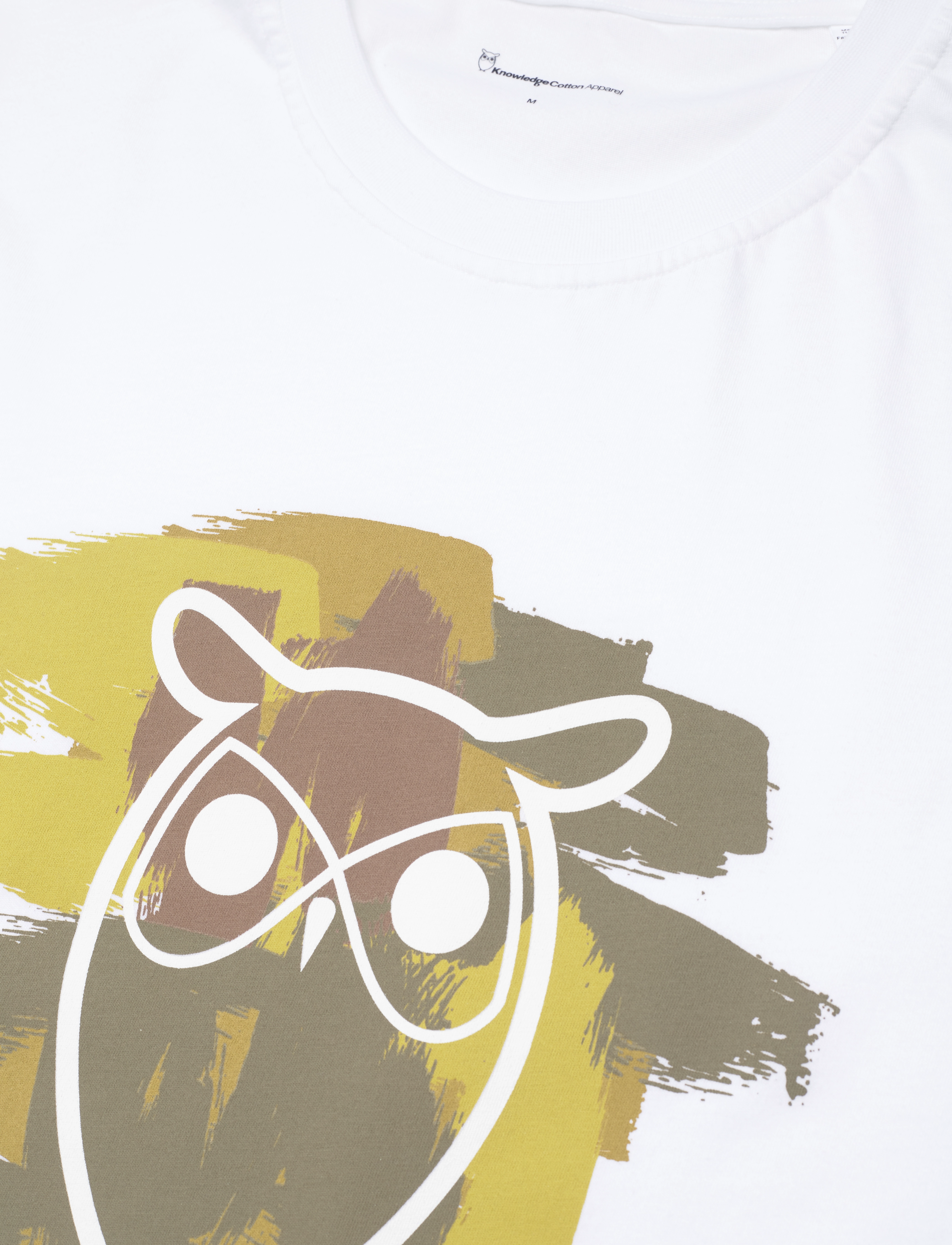 Knowledge Cotton Apparel - Regular fit owl chest print t-shirt - bright white - 4