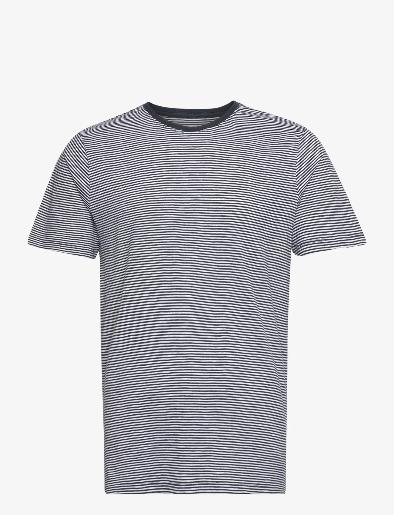 Knowledge Cotton Apparel - Regular striped basic tee - GOTS/Ve - kortärmade t-shirts - blue stripe - 0