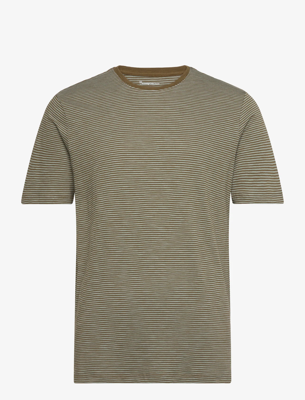 Knowledge Cotton Apparel - Regular striped basic tee - GOTS/Ve - t-shirts - green stripe - 0