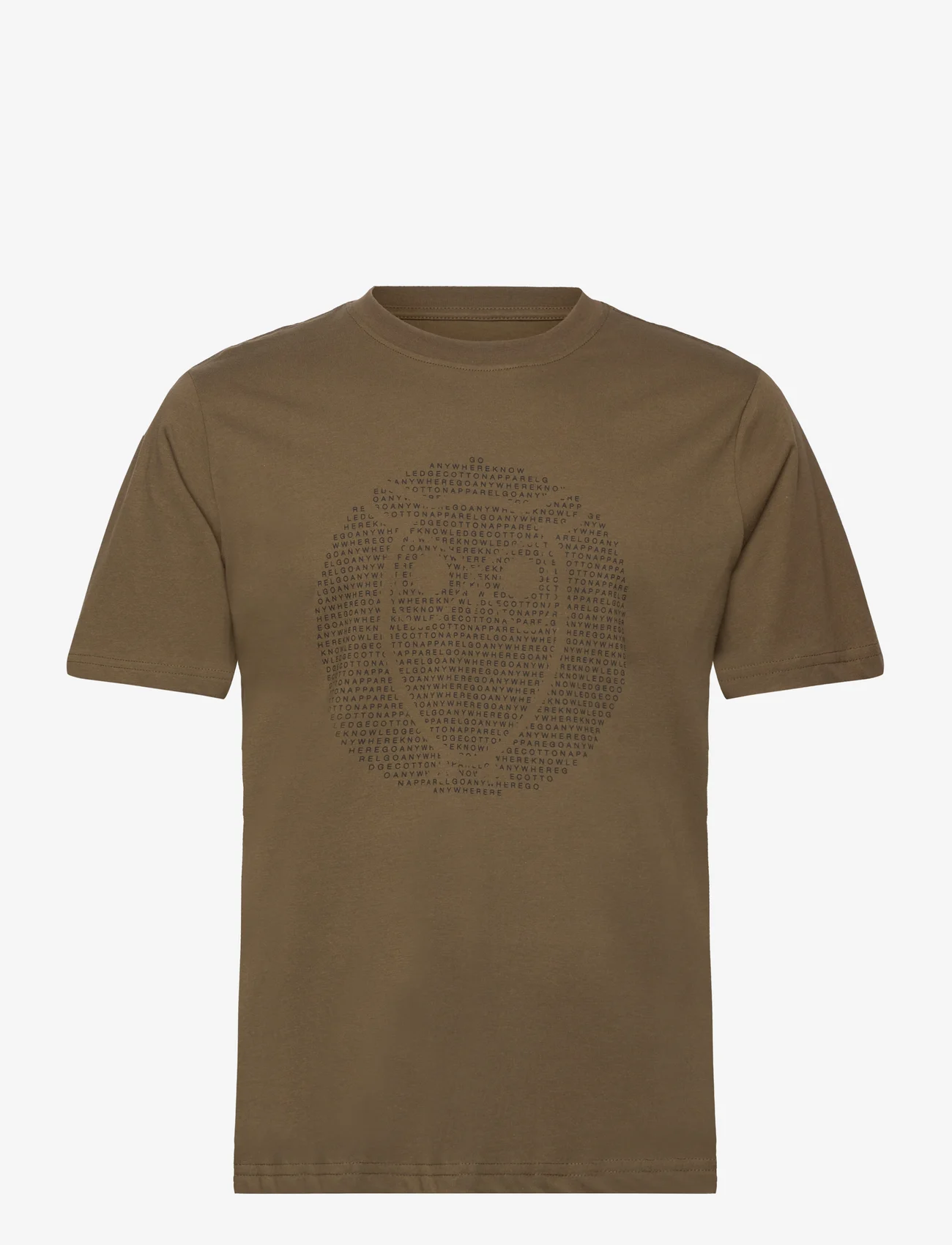 Knowledge Cotton Apparel - Regular fit owl chest print - GOTS/ - kortermede t-skjorter - dark olive - 0
