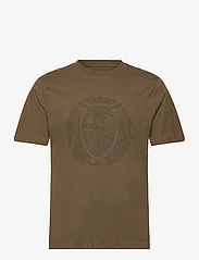 Knowledge Cotton Apparel - Regular fit owl chest print - GOTS/ - kortermede t-skjorter - dark olive - 0