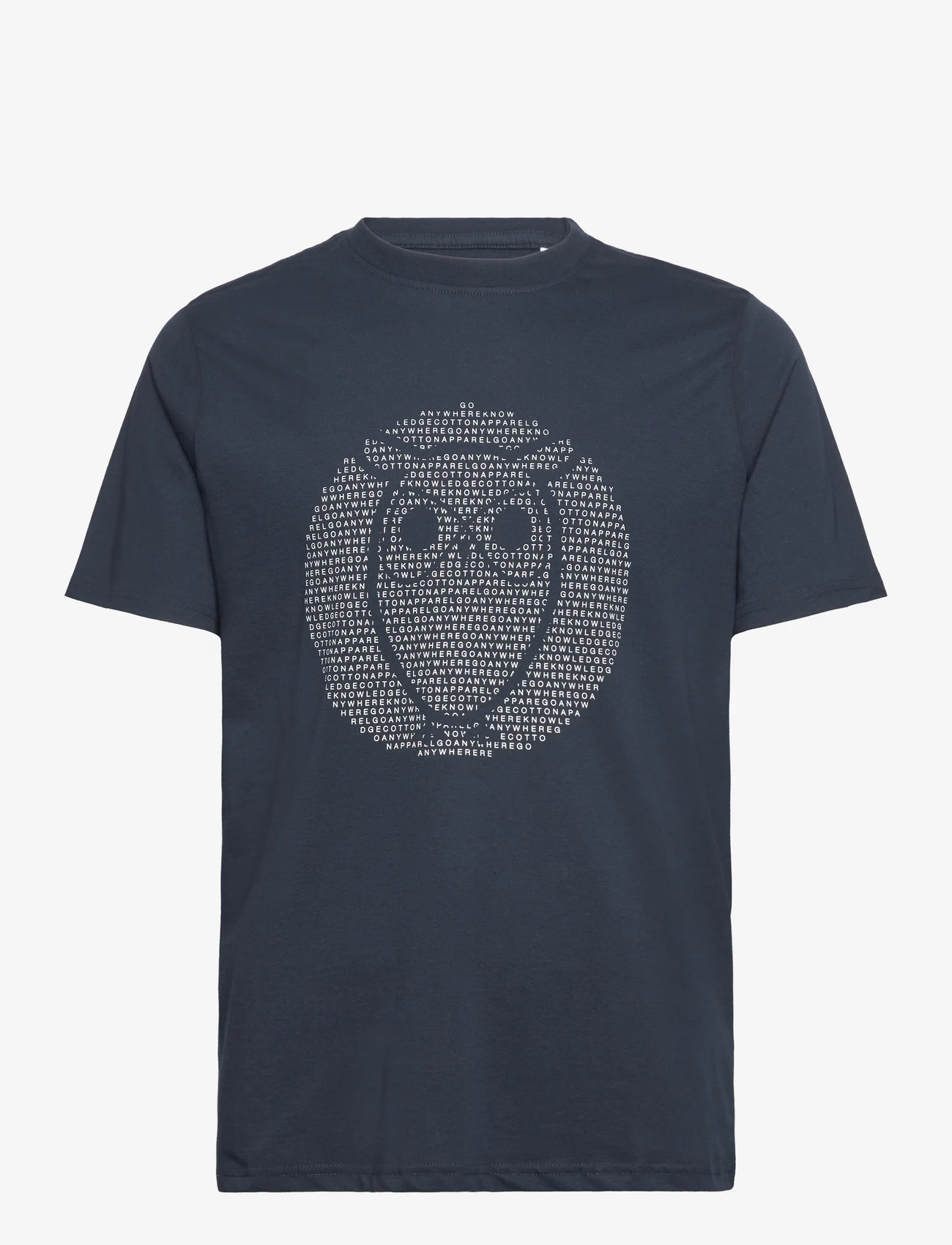 Knowledge Cotton Apparel - Regular fit owl chest print - GOTS/ - kortermede t-skjorter - total eclipse - 0