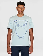 Knowledge Cotton Apparel - Regular big owl front print t-shirt - t-shirts - gray mist - 2