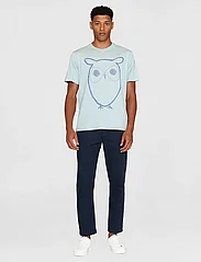 Knowledge Cotton Apparel - Regular big owl front print t-shirt - t-shirts - gray mist - 4