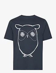 Knowledge Cotton Apparel - Regular big owl front print t-shirt - t-shirts - total eclipse - 0