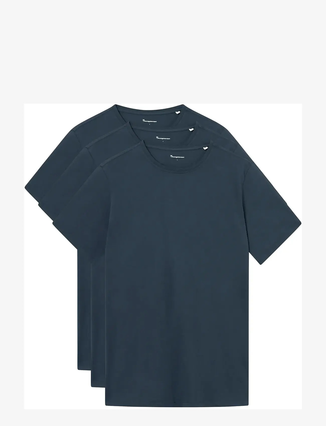 Knowledge Cotton Apparel - 3-pack t-shirt Regular - t-shirts im multipack - total eclipse - 0