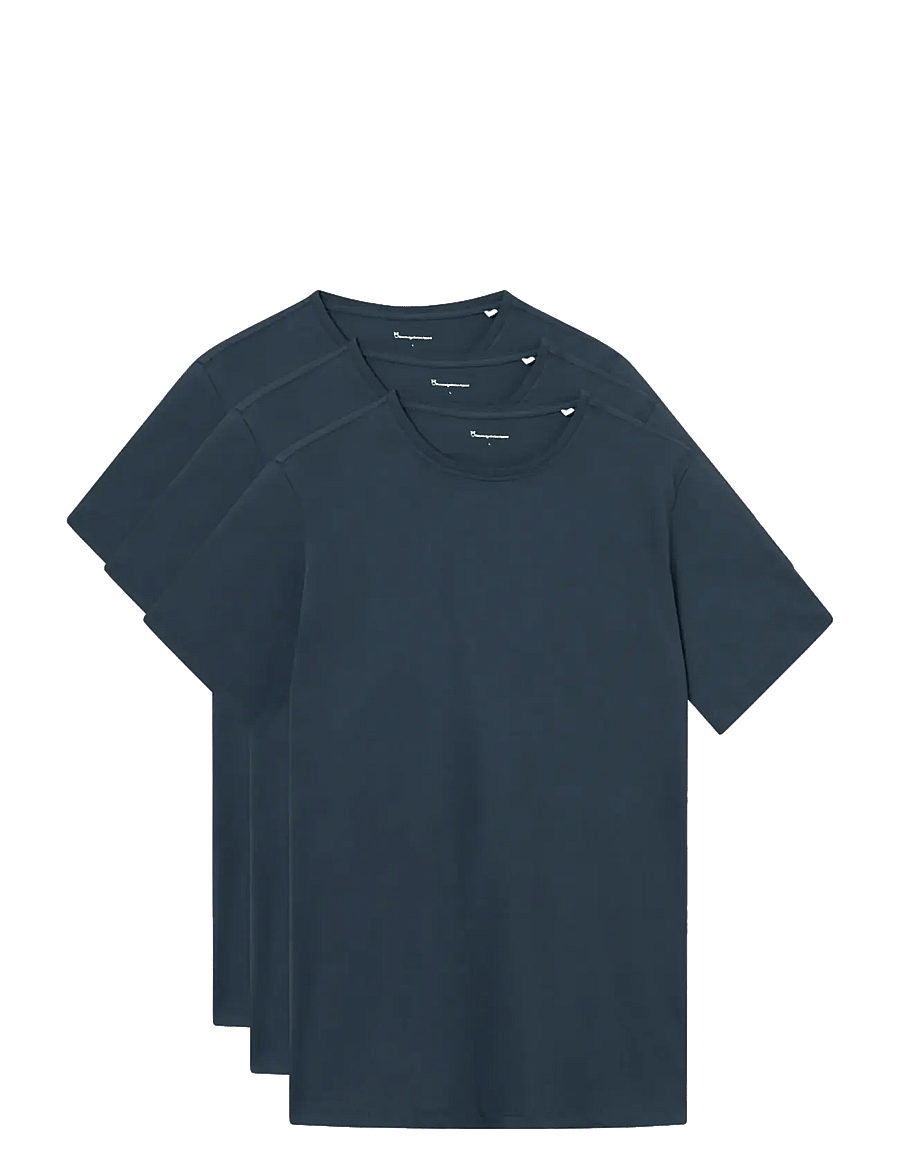 Knowledge Cotton Apparel - 3-pack core t-shirt - multipack t-shirts - total eclipse - 0