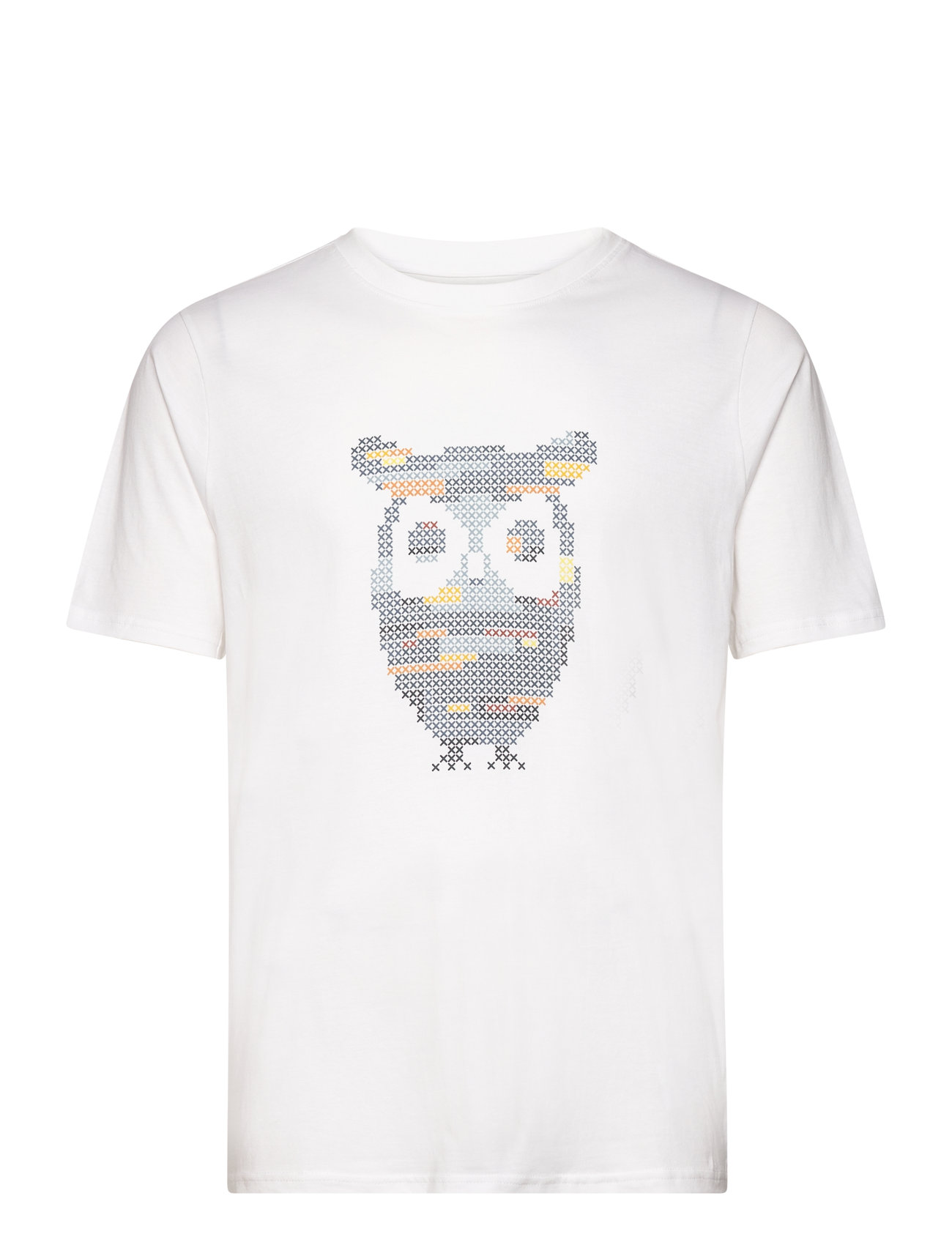 Knowledge Cotton Apparel - Single jersey big crosstitch print - bright white - 0