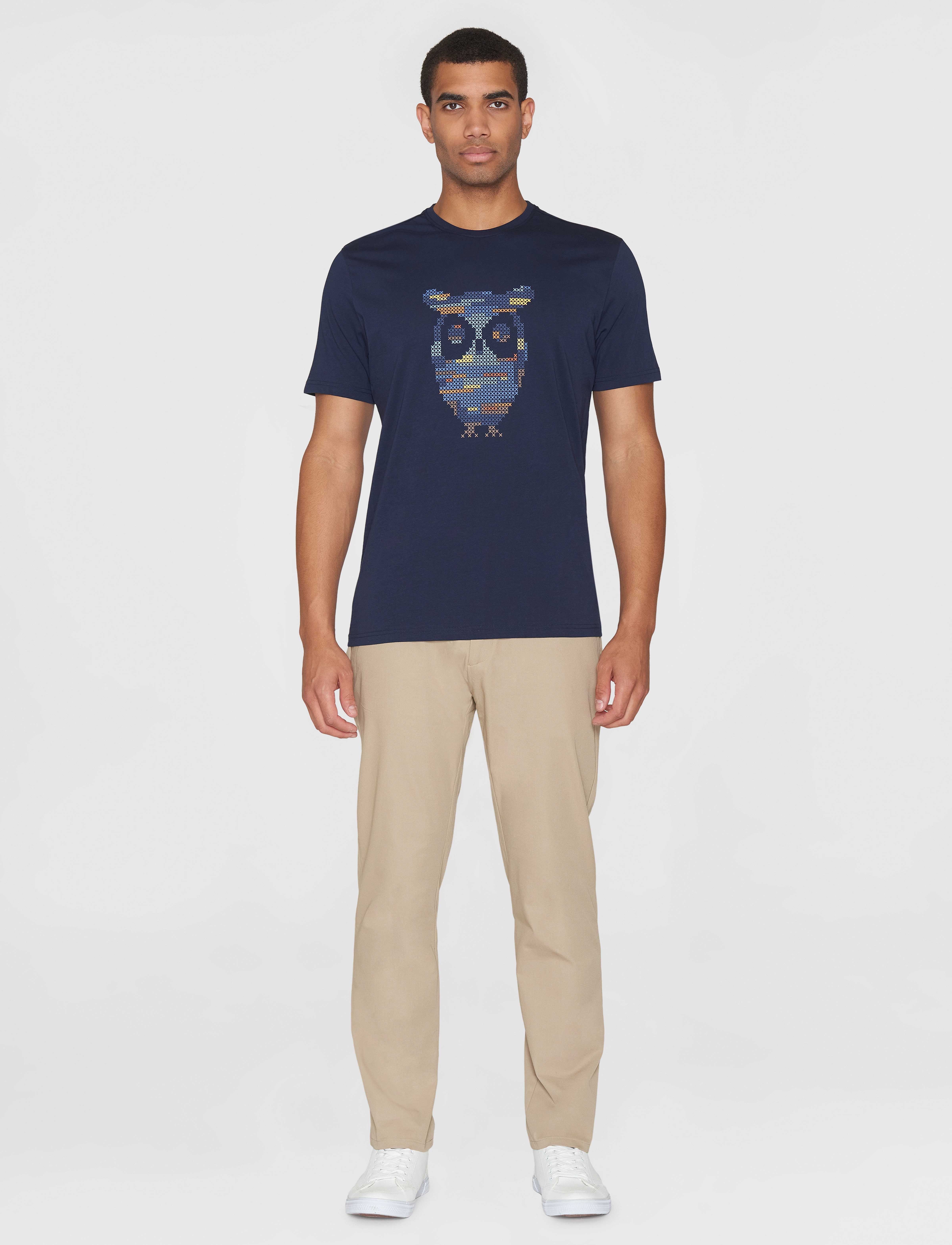 Knowledge Cotton Apparel - Single jersey big crosstitch print - night sky - 4