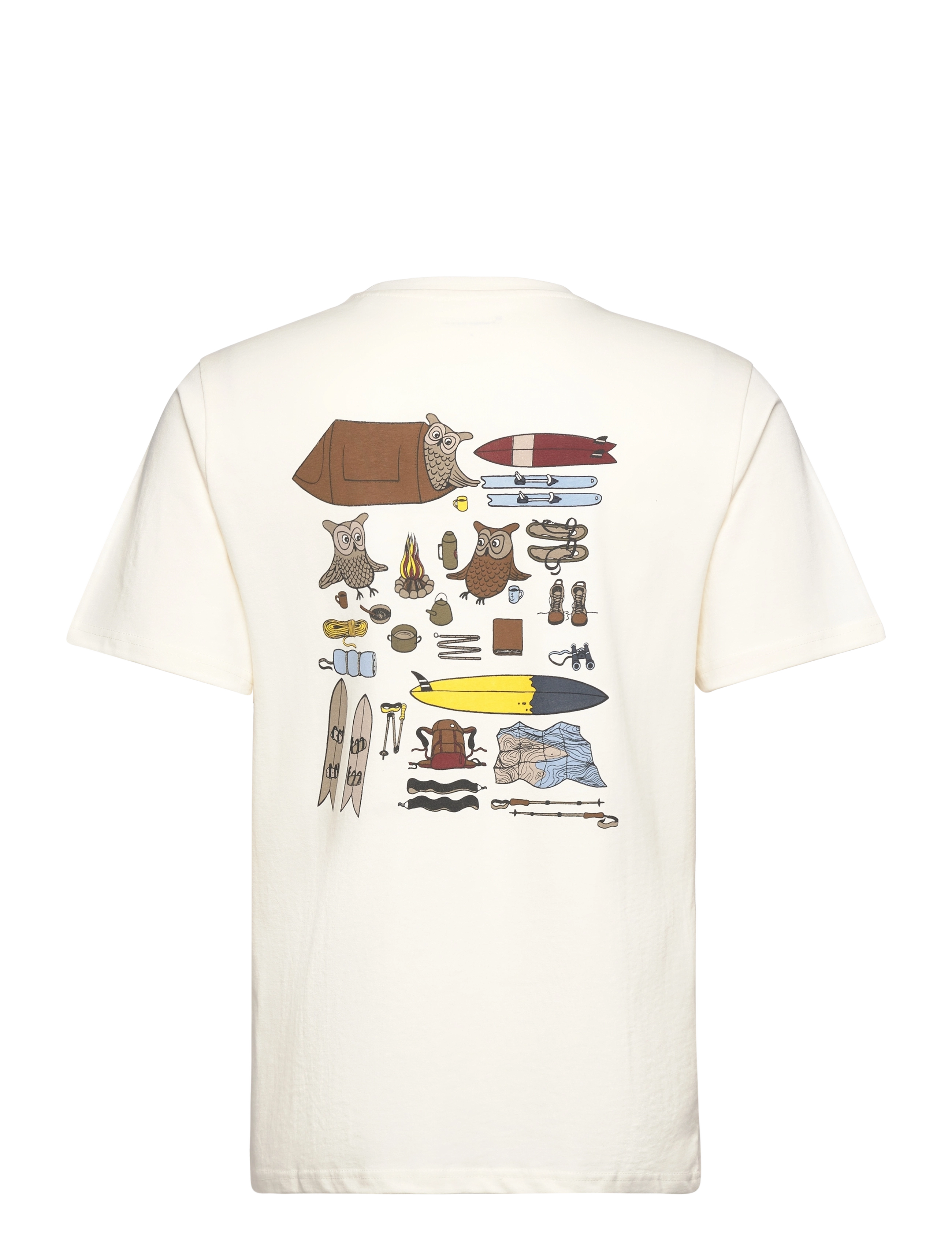 Knowledge Cotton Apparel - Regular fit owl trip print t-shirt - egret - 1