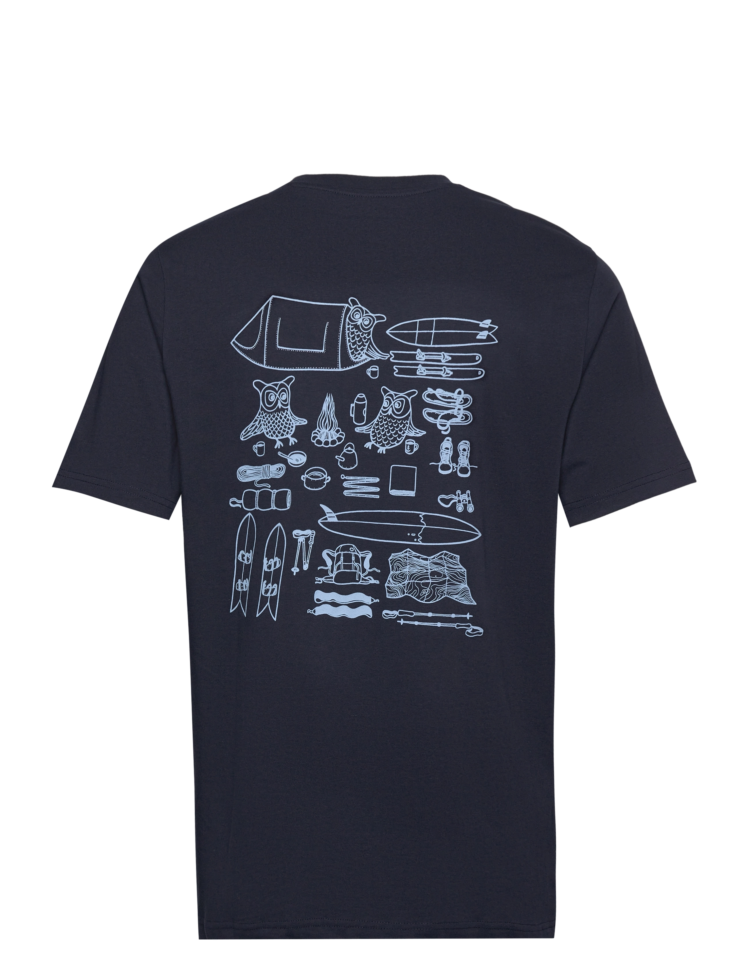Knowledge Cotton Apparel - Regular fit owl trip print t-shirt - night sky - 1