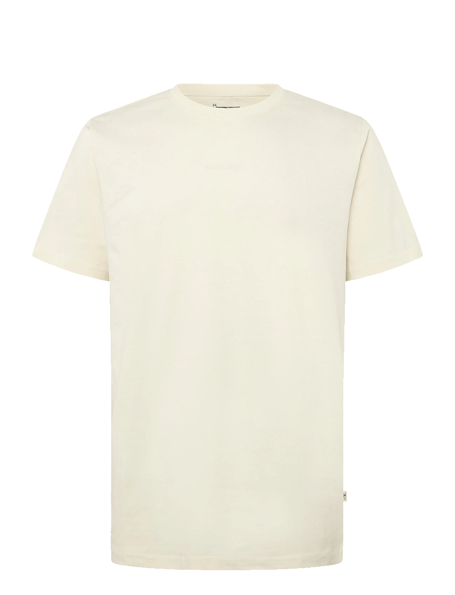 Knowledge Cotton Apparel - Chest embroidery t-shirt - egret - 0