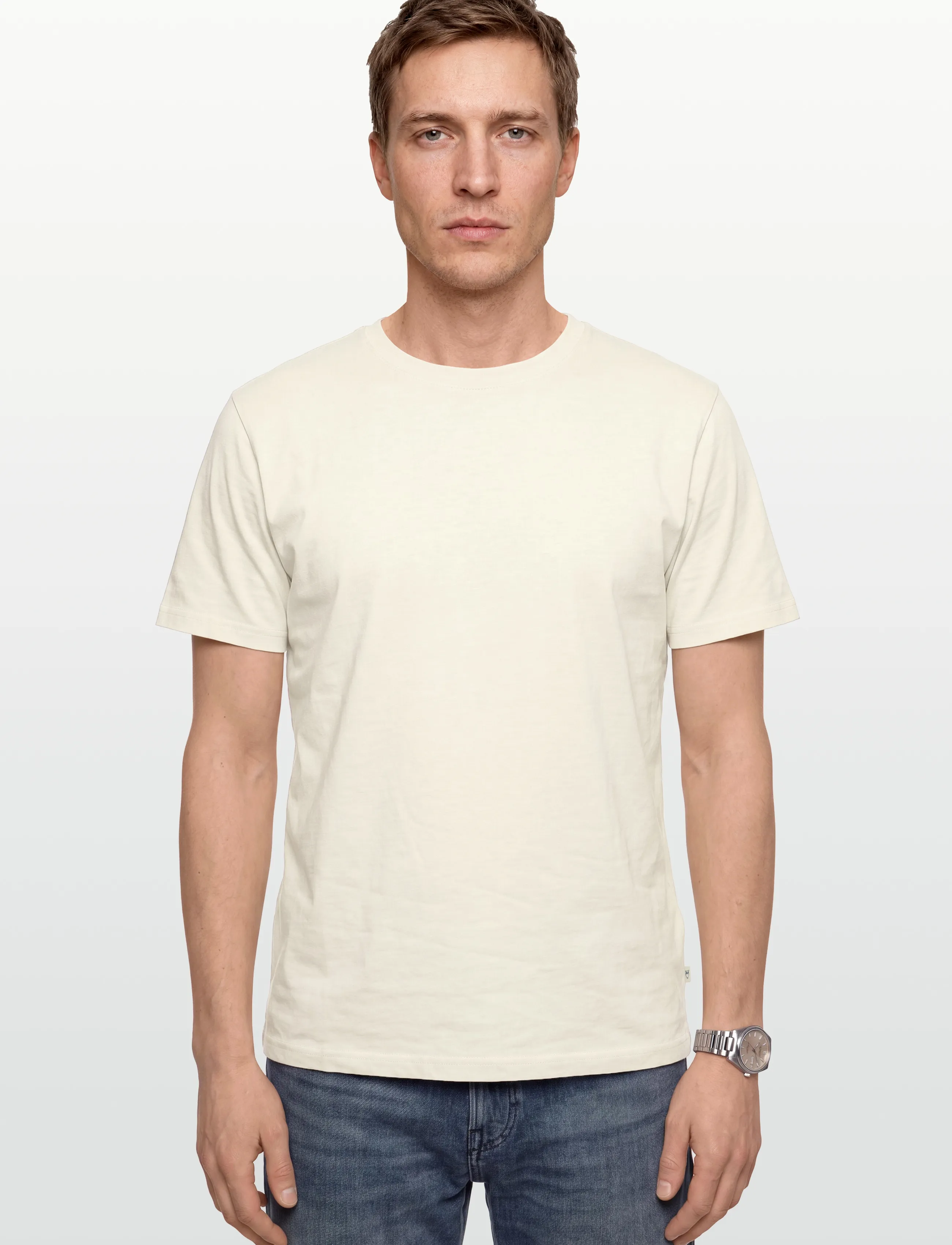 Knowledge Cotton Apparel - Chest embroidery t-shirt - lühikeste varrukatega t-särgid - egret - 3