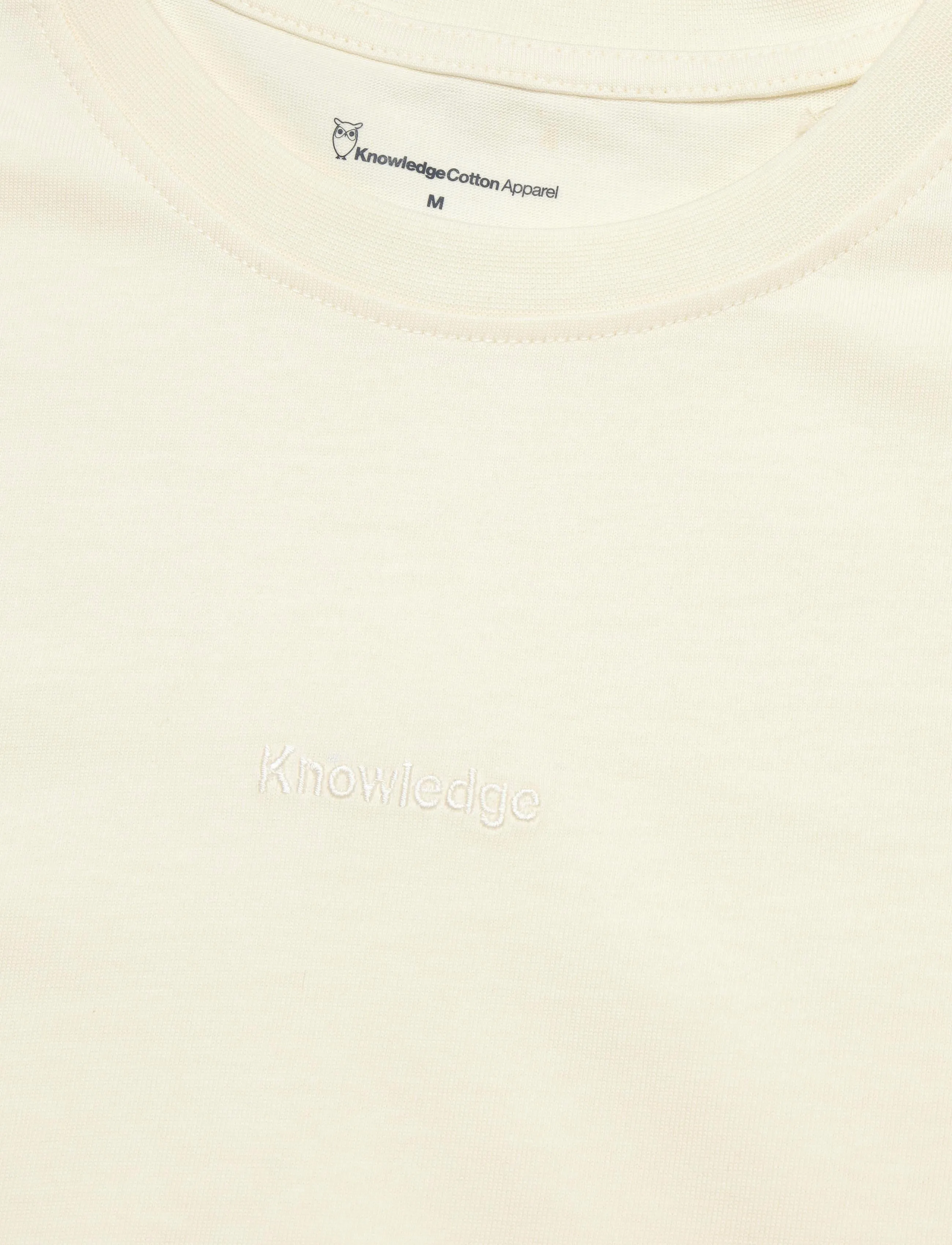 Knowledge Cotton Apparel - Chest embroidery t-shirt - egret - 2