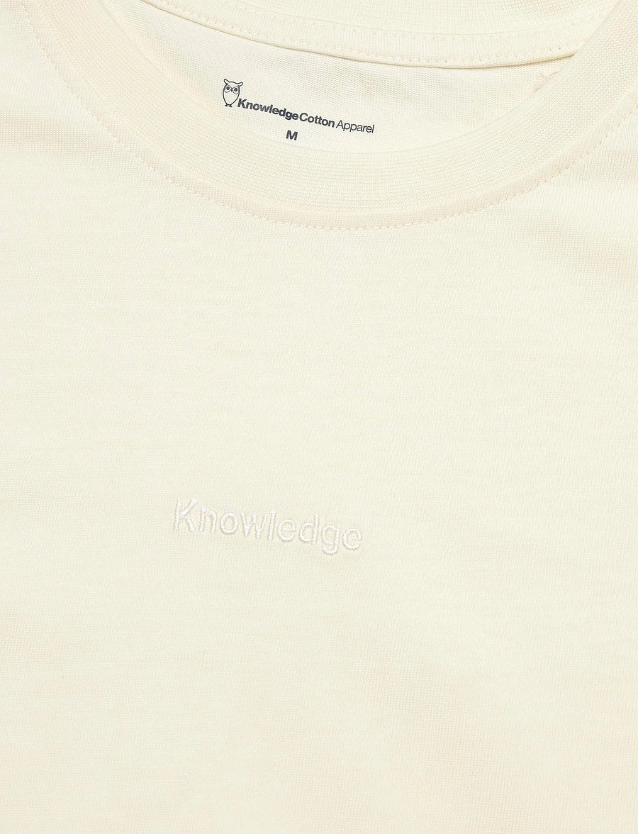 Knowledge Cotton Apparel - Chest embroidery t-shirt - egret - 2