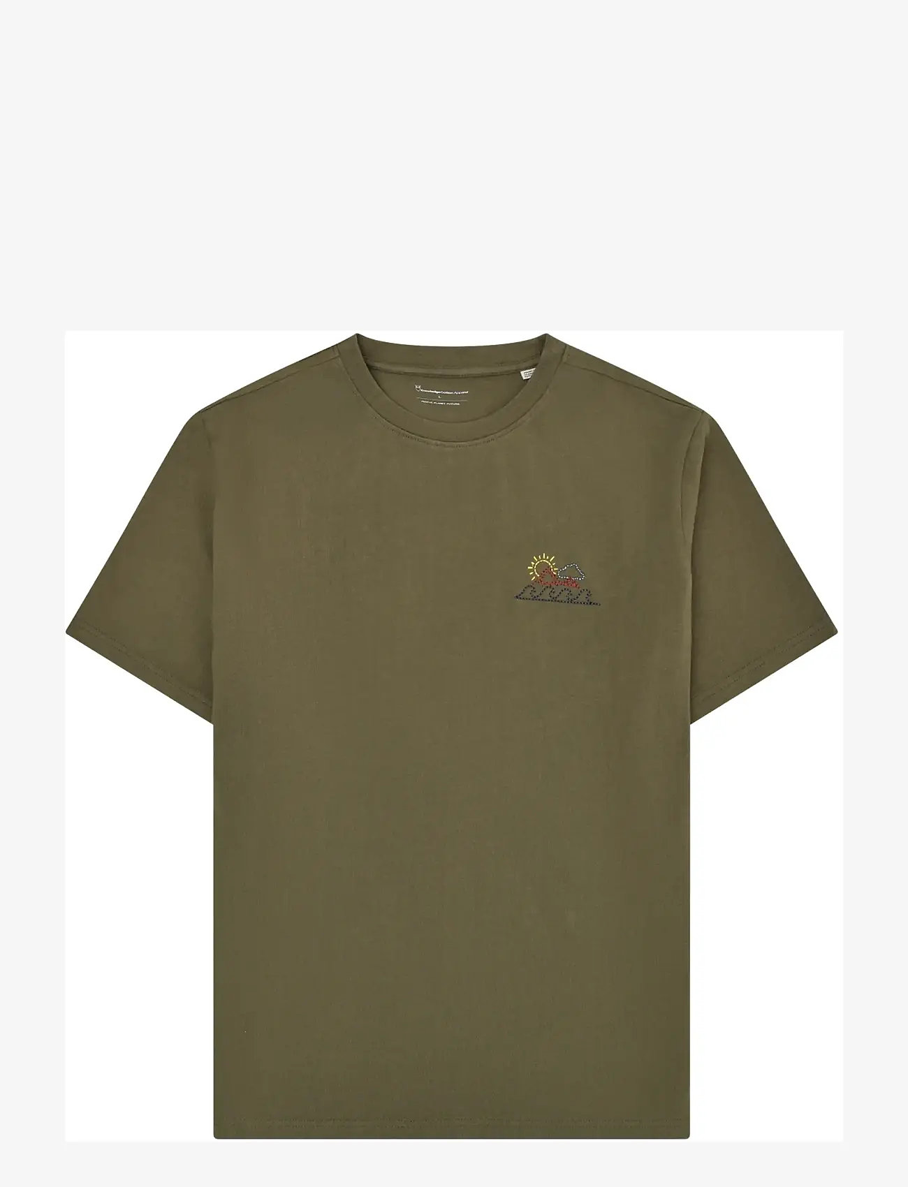 Knowledge Cotton Apparel - Chest print t-shirt - burned olive - 0
