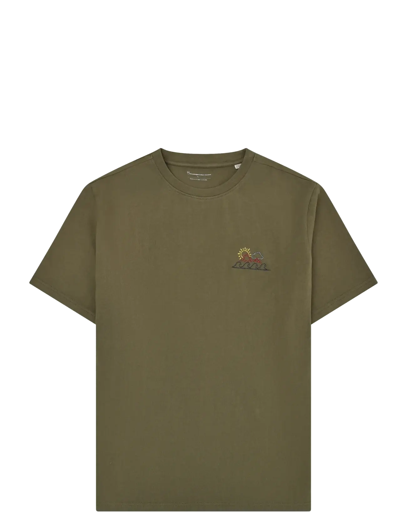 Knowledge Cotton Apparel Chest print t-shirt - Inspiration - BURNED OLIVE / khaki/green