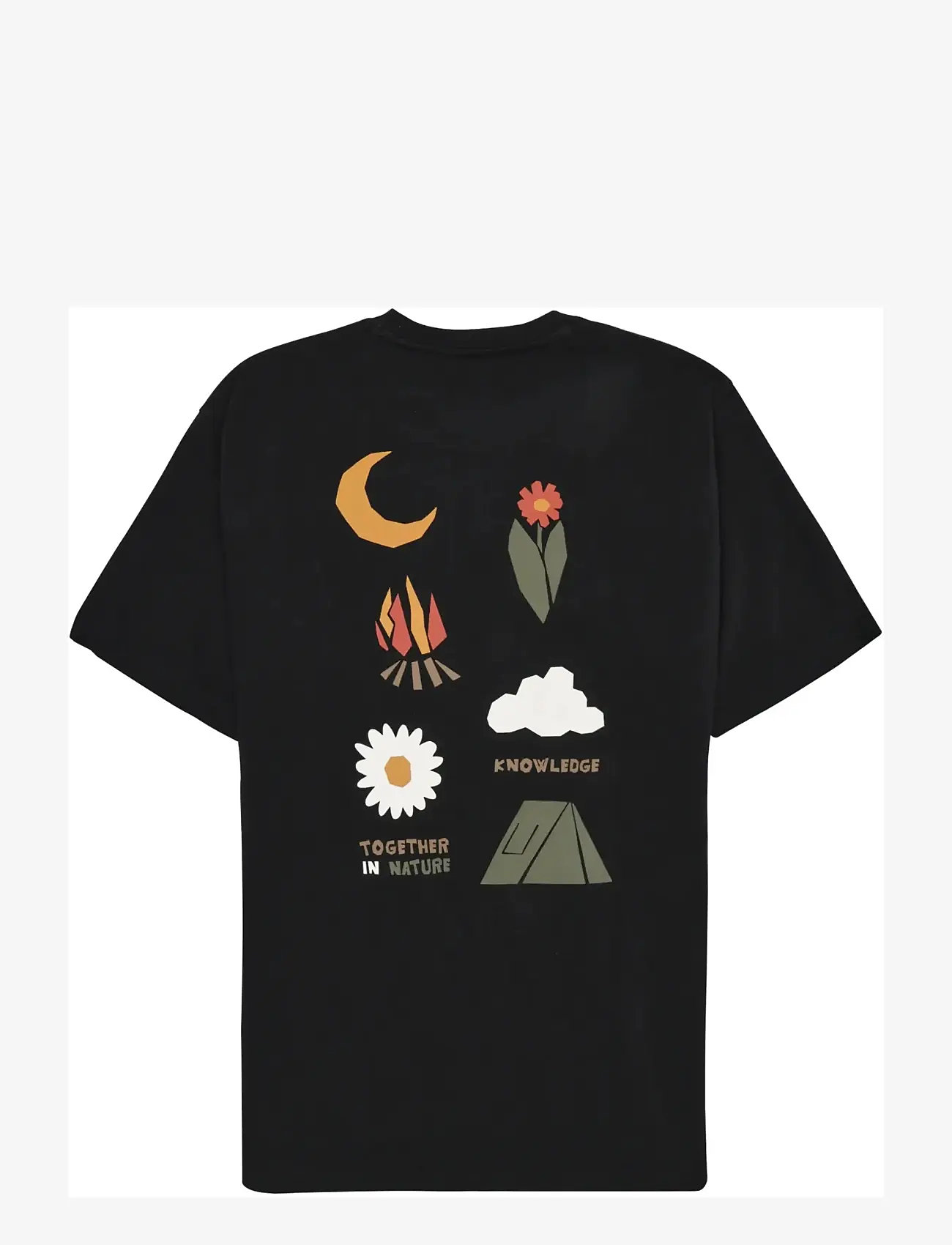 Knowledge Cotton Apparel - Back print t-shirt - lühikeste varrukatega t-särgid - black jet - 1