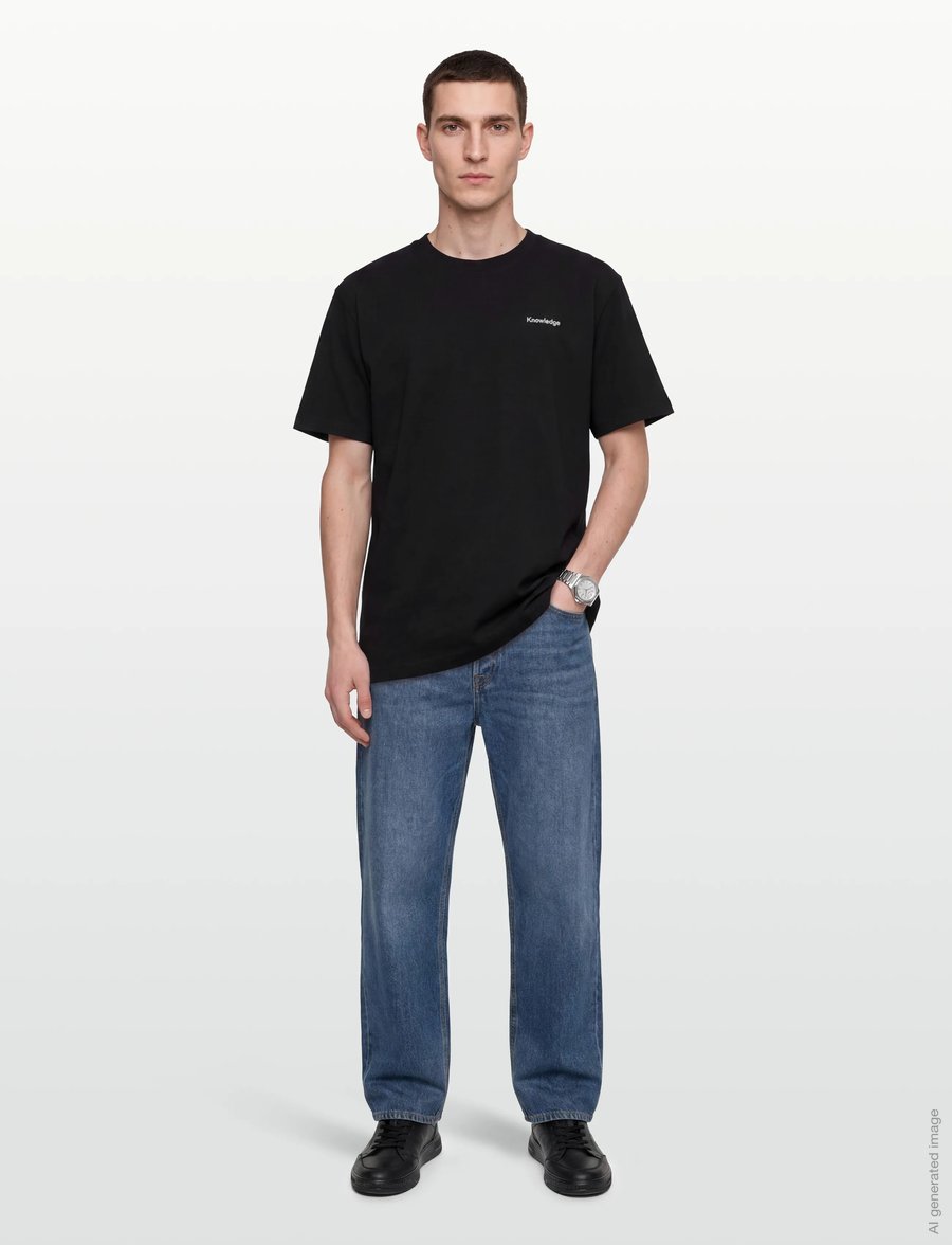 Knowledge Cotton Apparel - Back print t-shirt - kortärmade t-shirts - black jet - 0