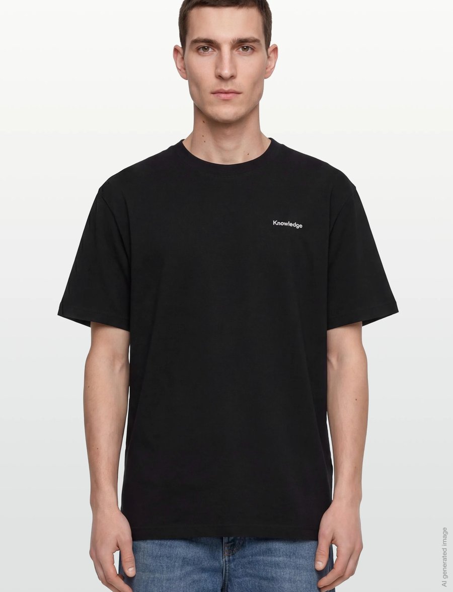 Knowledge Cotton Apparel - Back print t-shirt - kortärmade t-shirts - black jet - 3