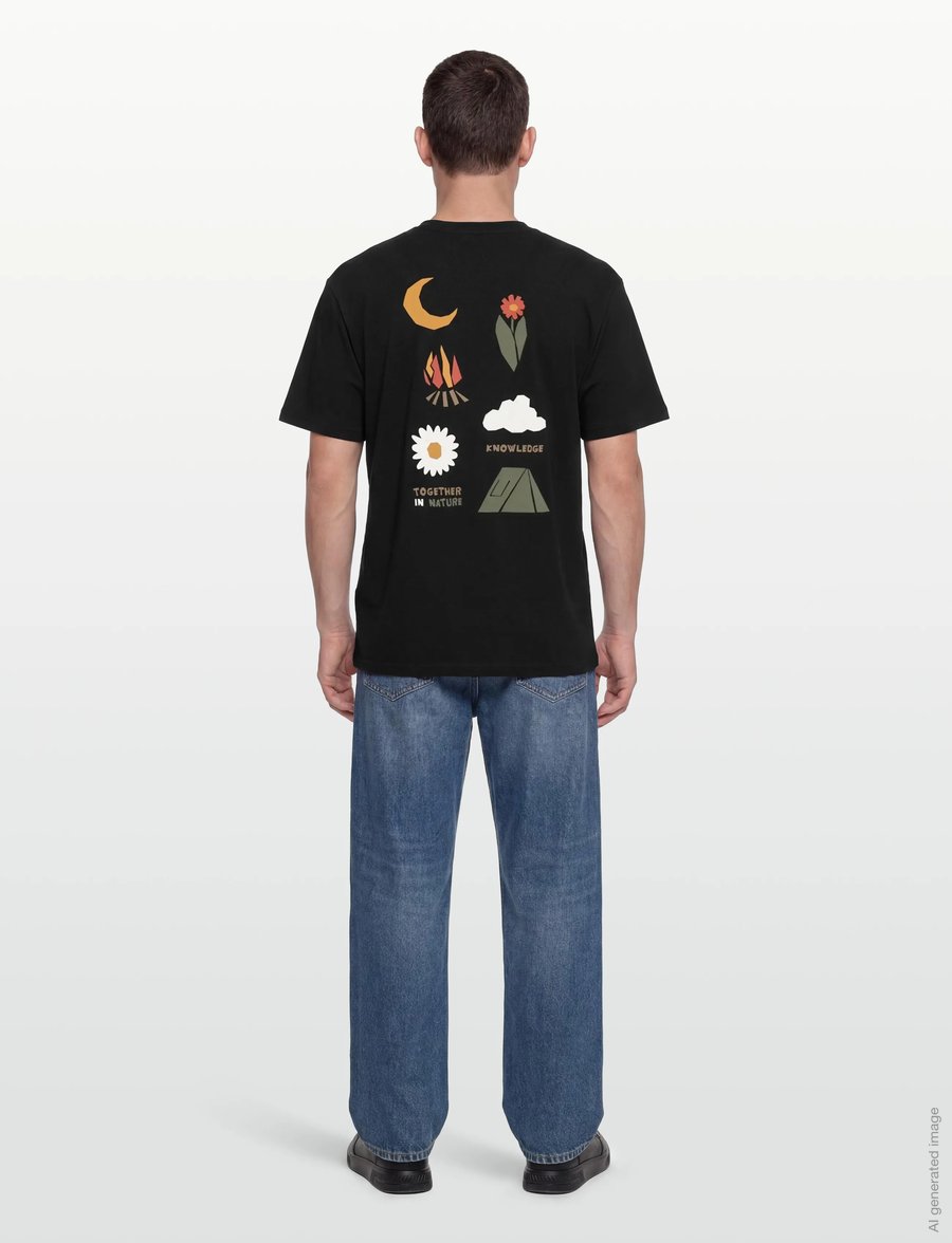 Knowledge Cotton Apparel - Back print t-shirt - kortärmade t-shirts - black jet - 4