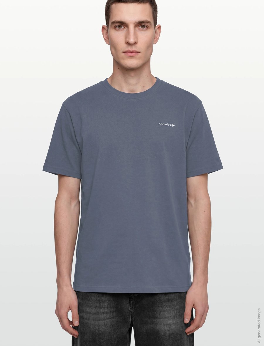 Knowledge Cotton Apparel - Back print t-shirt - kortärmade t-shirts - vintage indigo - 3
