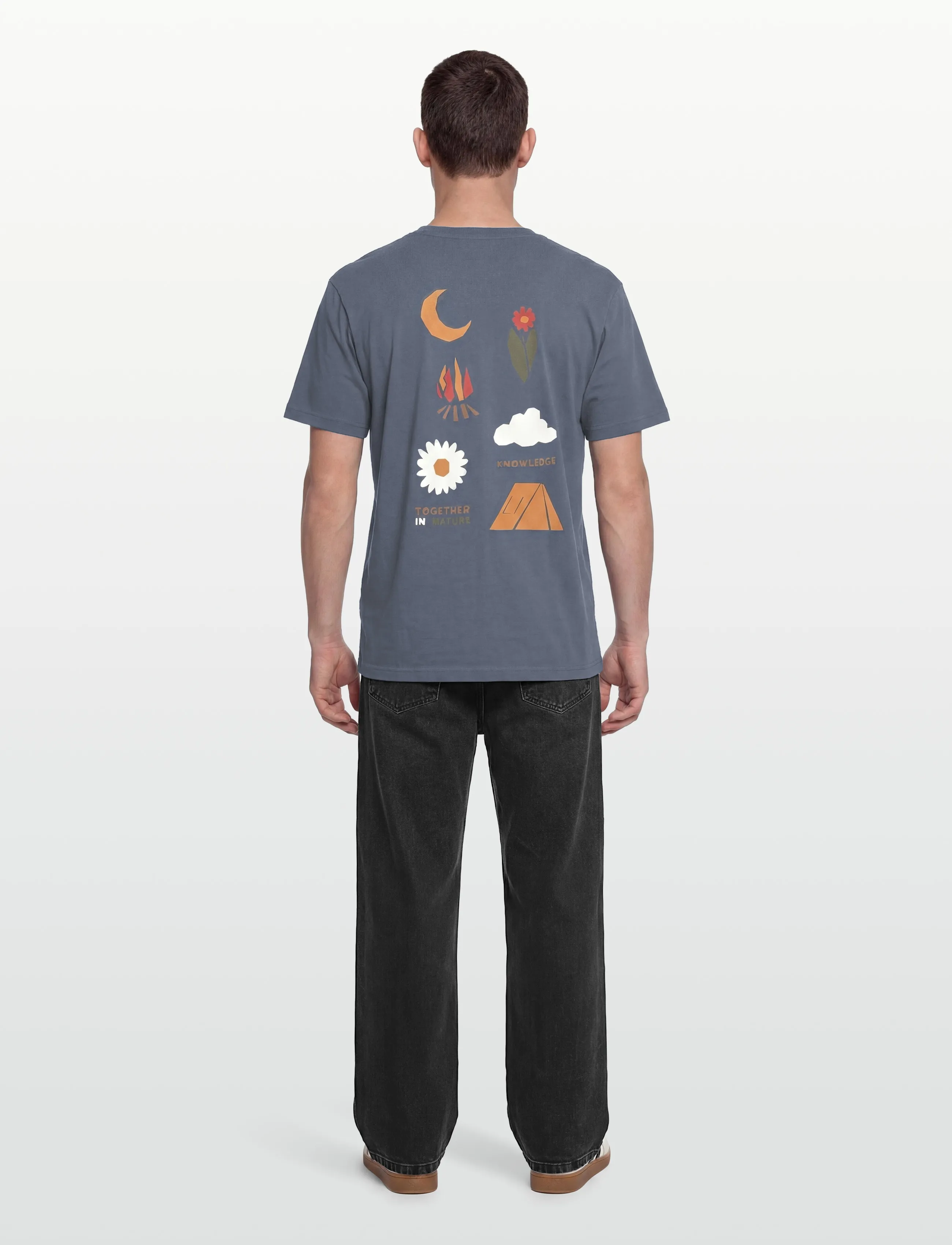 Knowledge Cotton Apparel - Back print t-shirt - t-shirts - vintage indigo - 4