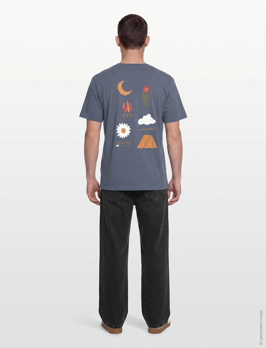 Knowledge Cotton Apparel - Back print t-shirt - kortärmade t-shirts - vintage indigo - 4
