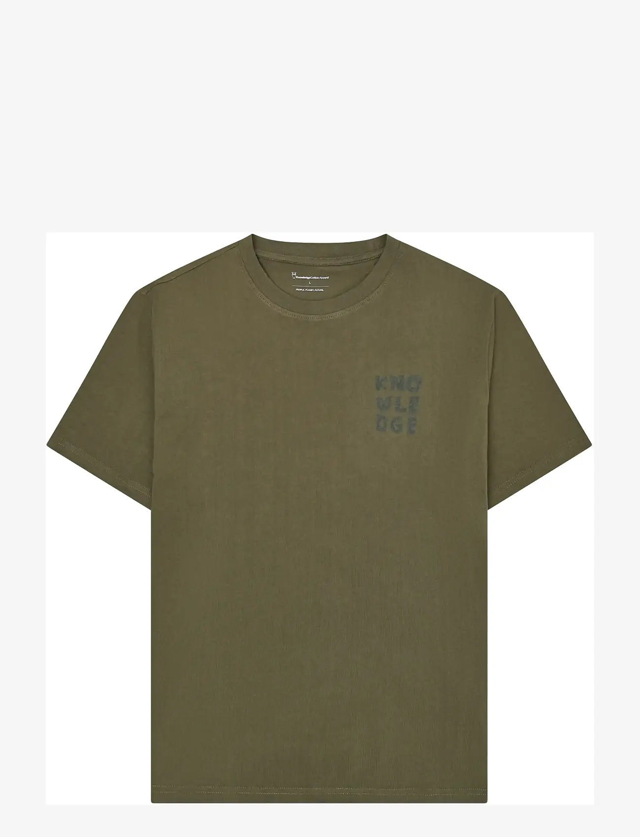Knowledge Cotton Apparel - Chest print t-shirt - burned olive - 0