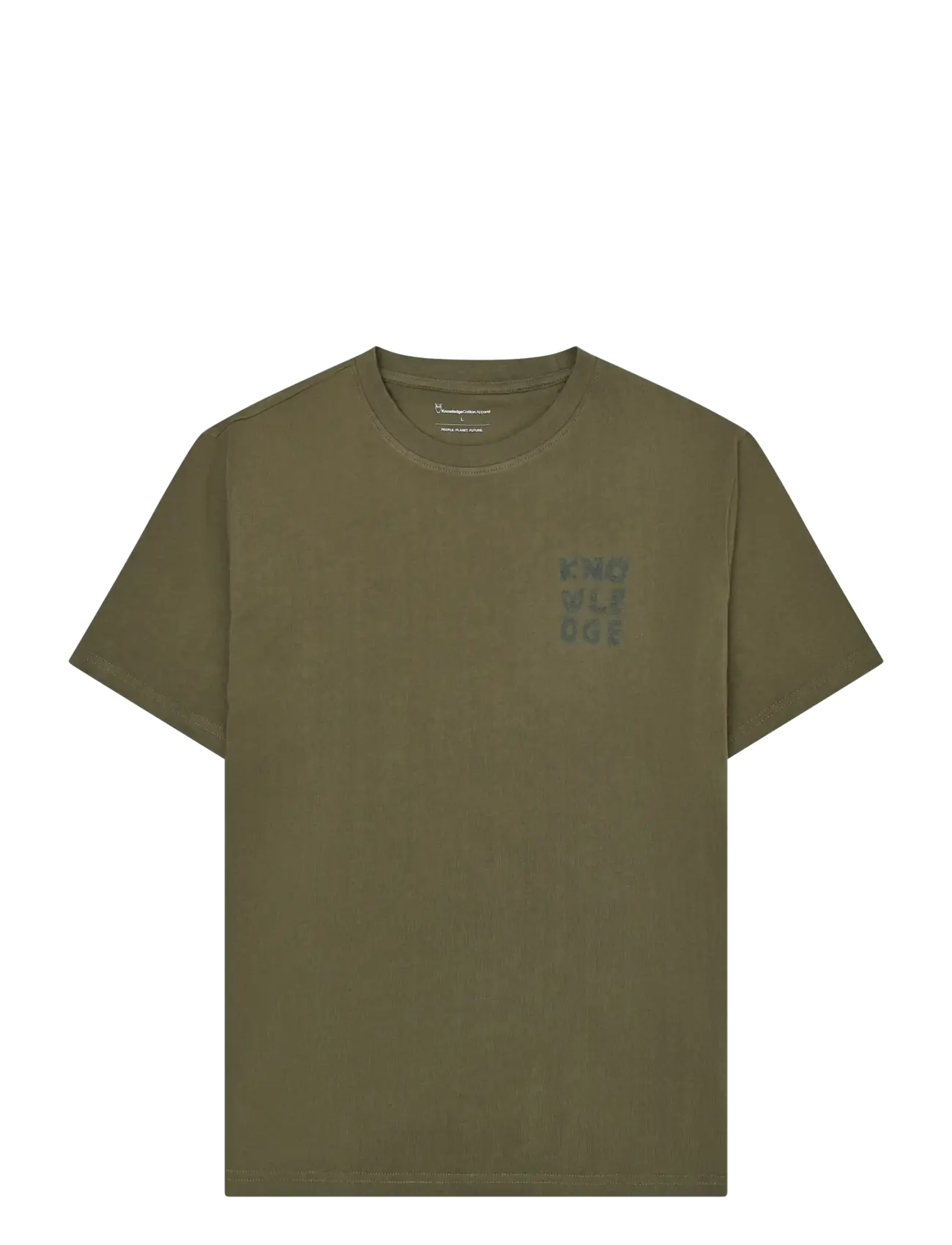 Knowledge Cotton Apparel - Chest print t-shirt - kortærmede t-shirts - burned olive - 0