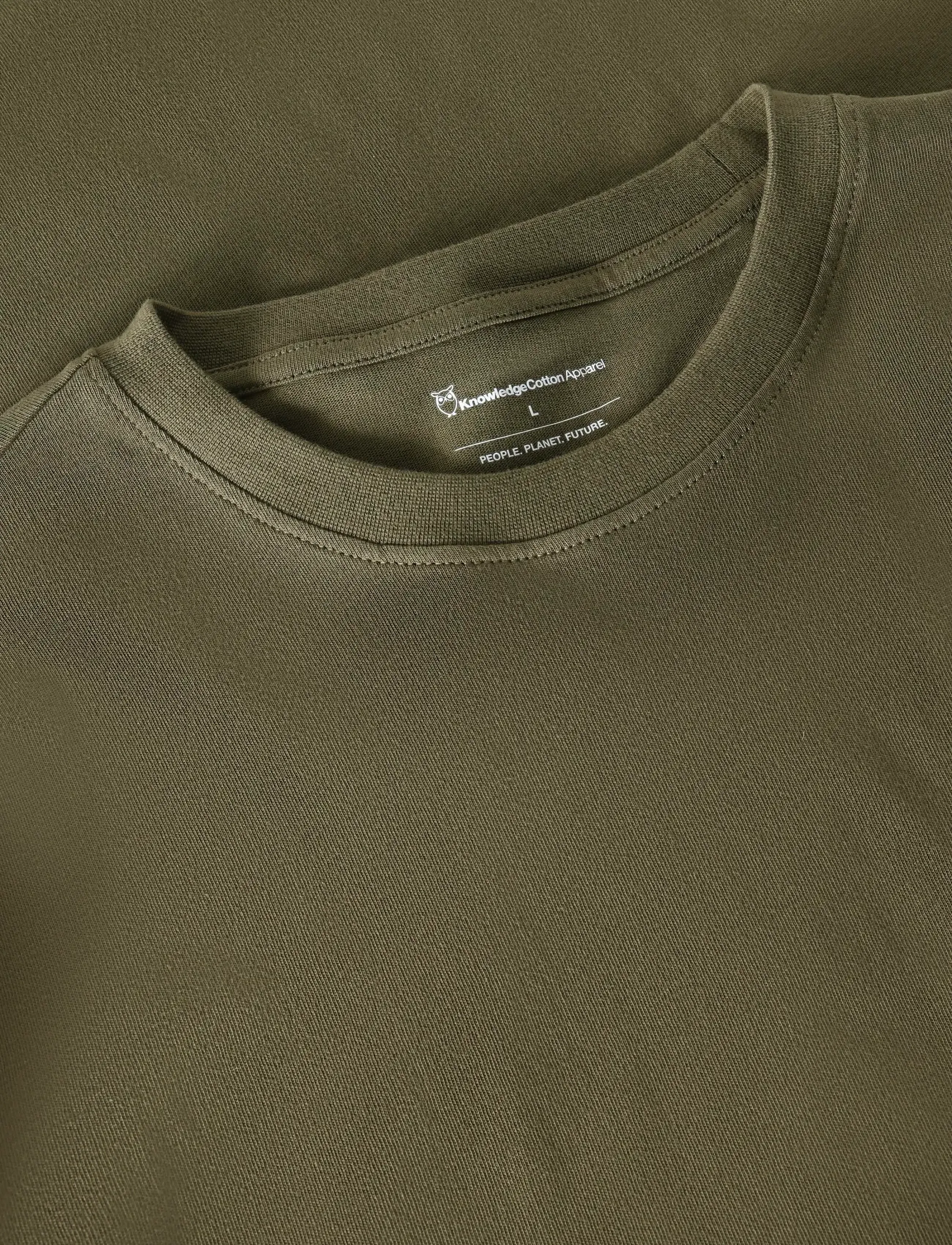 Knowledge Cotton Apparel - Chest print t-shirt - kortærmede t-shirts - burned olive - 2