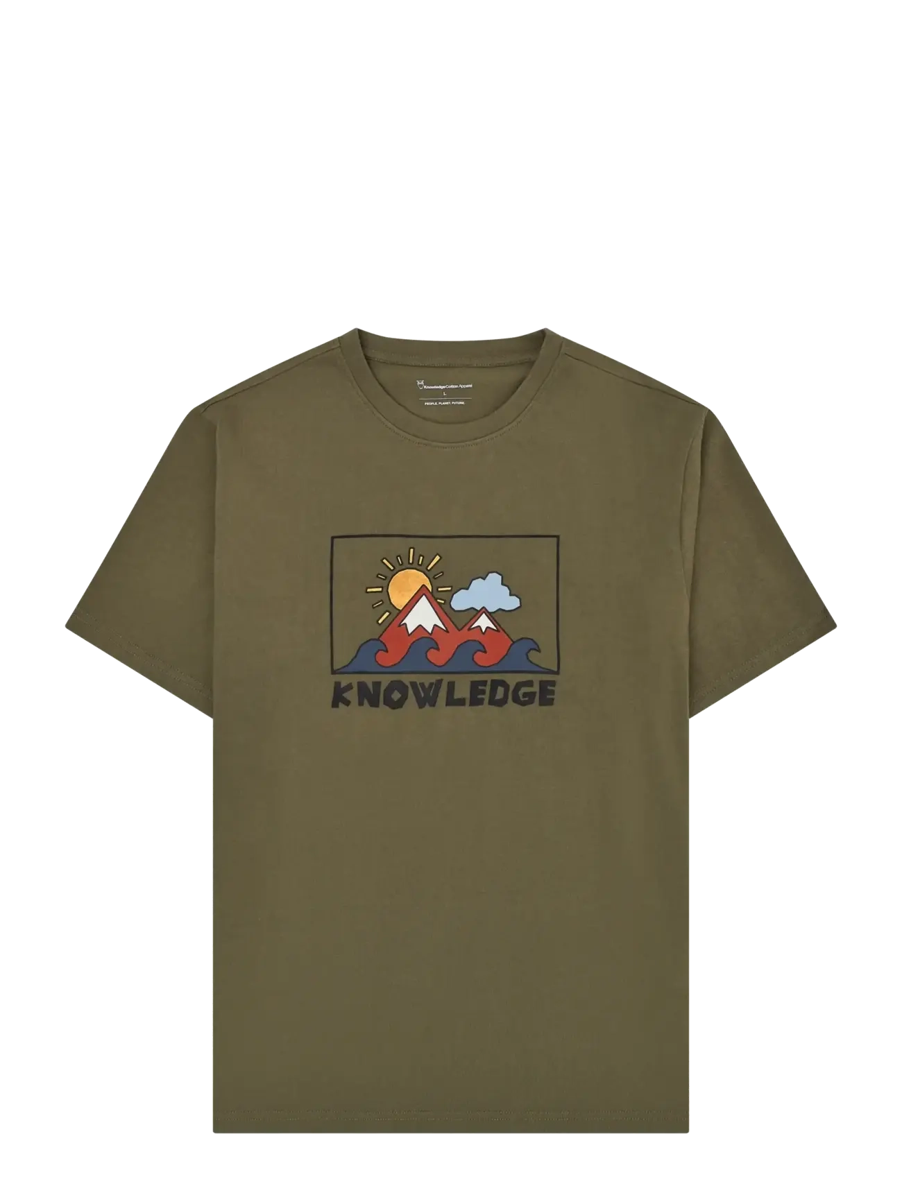 Knowledge Cotton Apparel Front print t-shirt - T-shirts - BURNED OLIVE / khaki/green