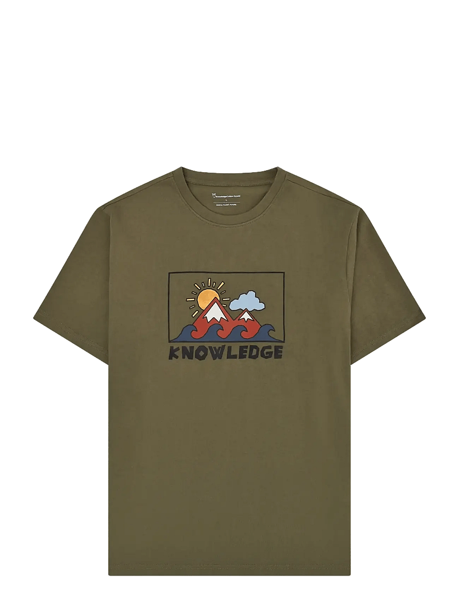 Knowledge Cotton Apparel - Front print t-shirt - stutterma bolir - burned olive - 0